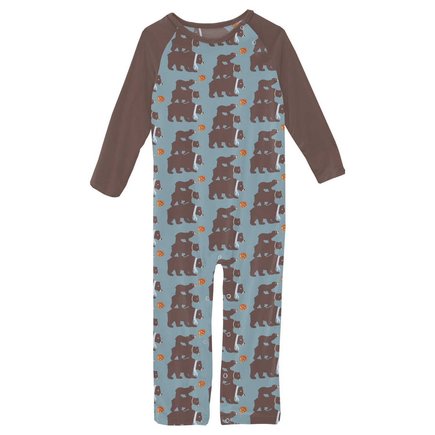 Print Long Sleeve Raglan Romper in Stormy Sea Three Naughty Bears