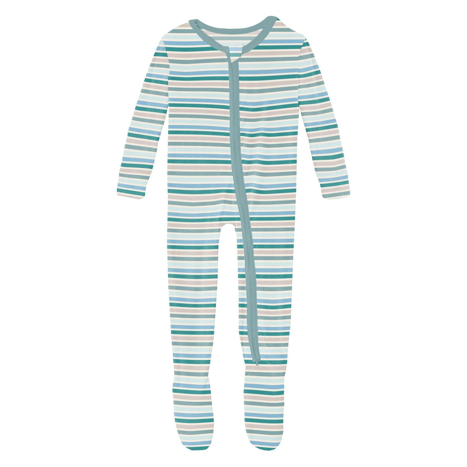 Print Footie with 2 Way Zipper in Lakeside Stripe (336475)