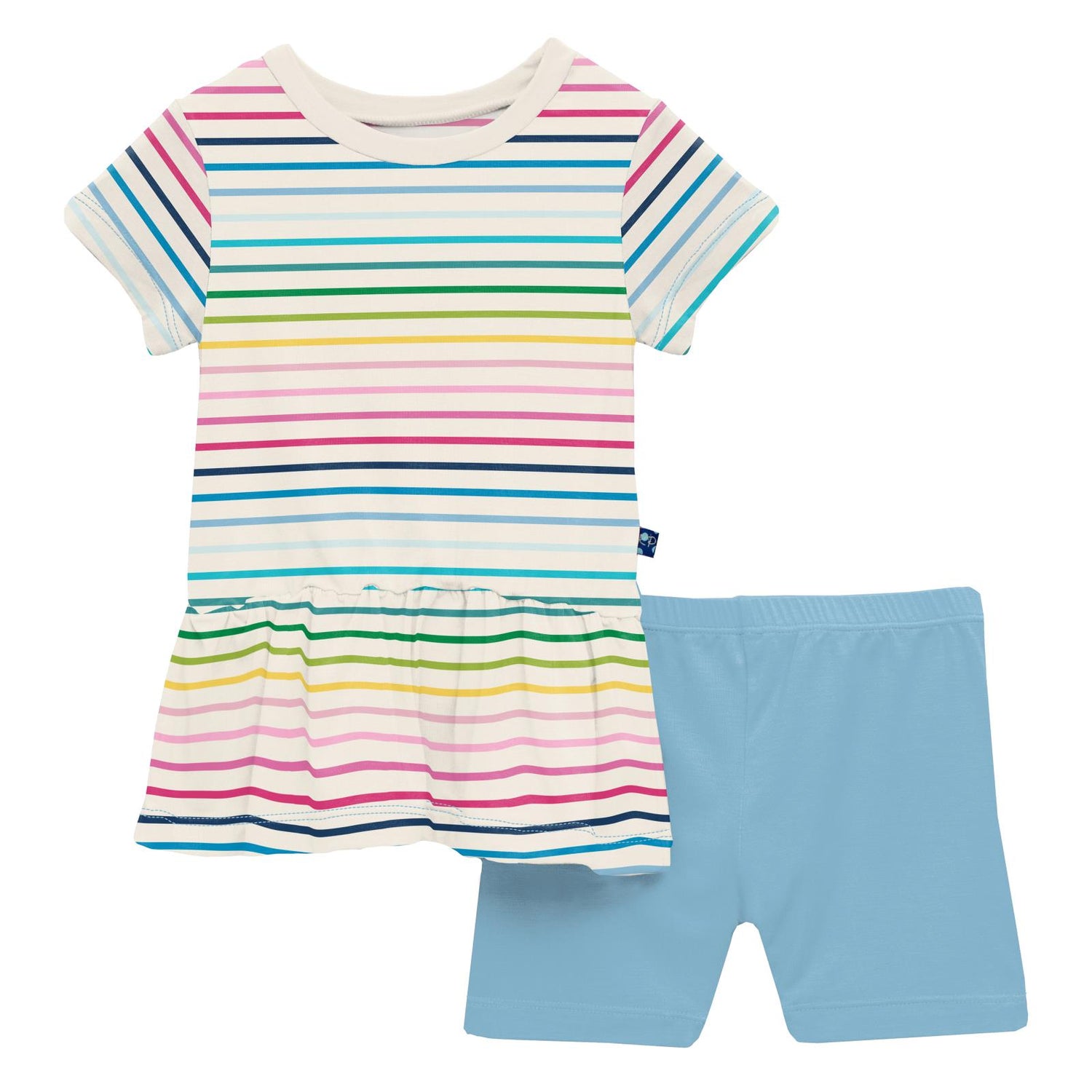 Print Short Sleeve Playtime Outfit Set in Happy Stripe (336493)