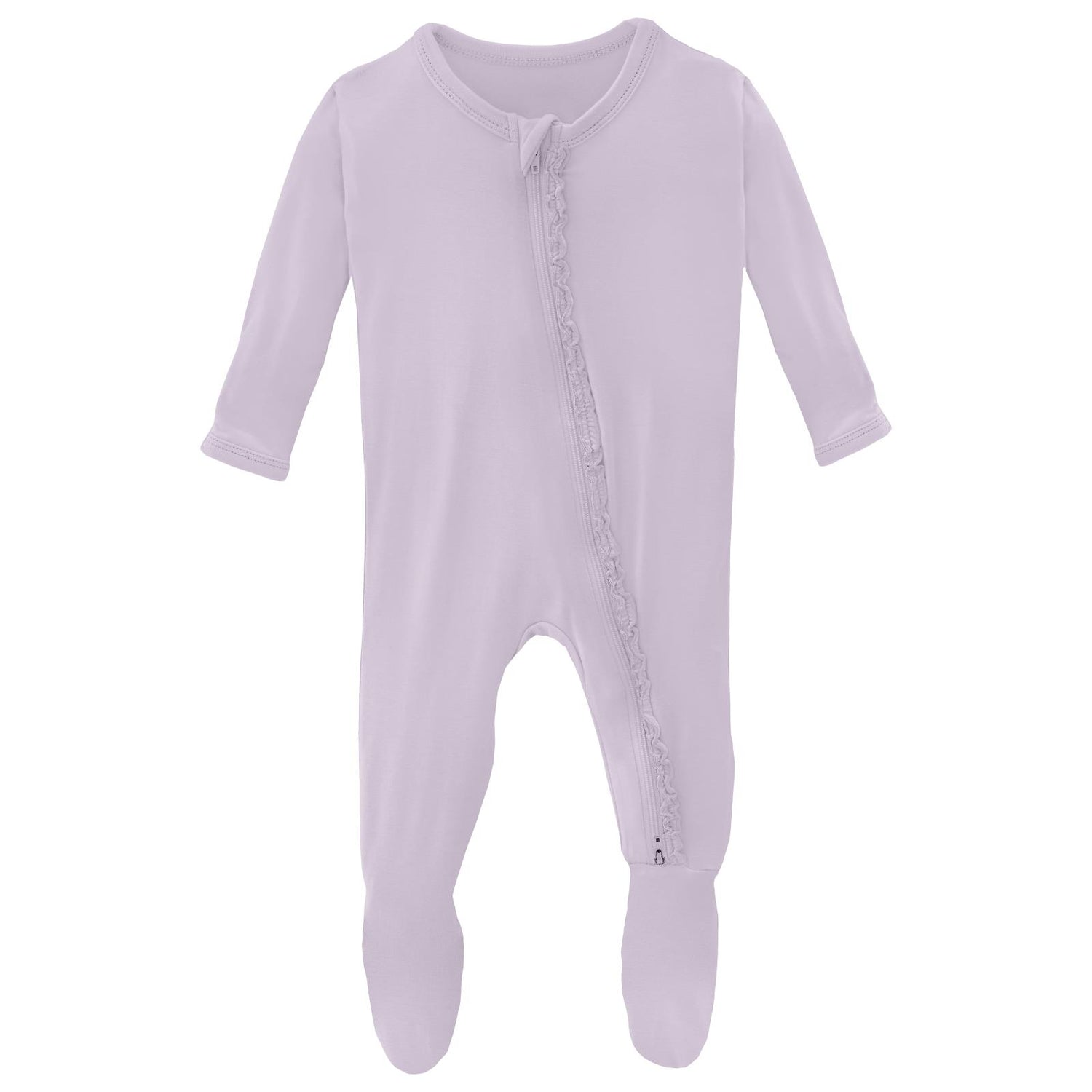 Muffin Ruffle Footie with 2 Way Zipper in Thistle (338371)