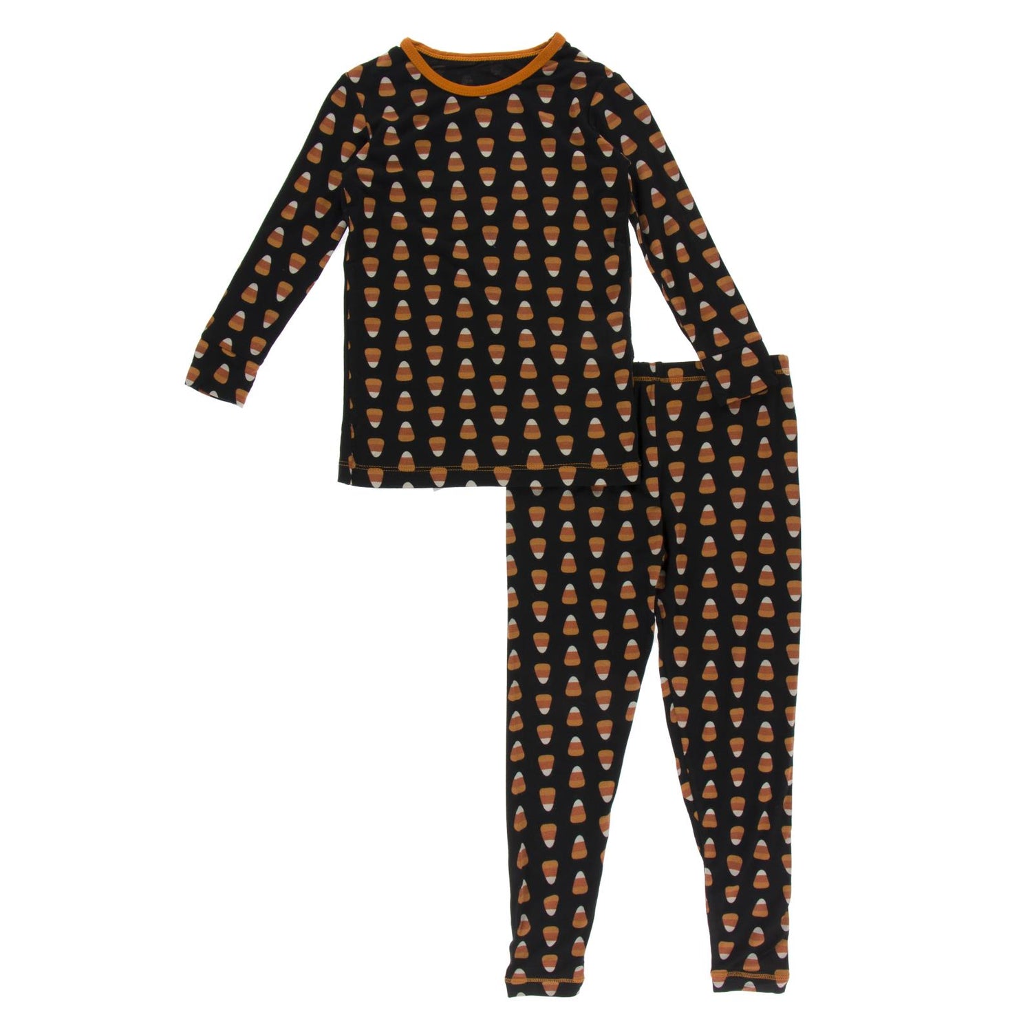 Print Long Sleeve Pajama Set in Midnight Candy Corn (209794)