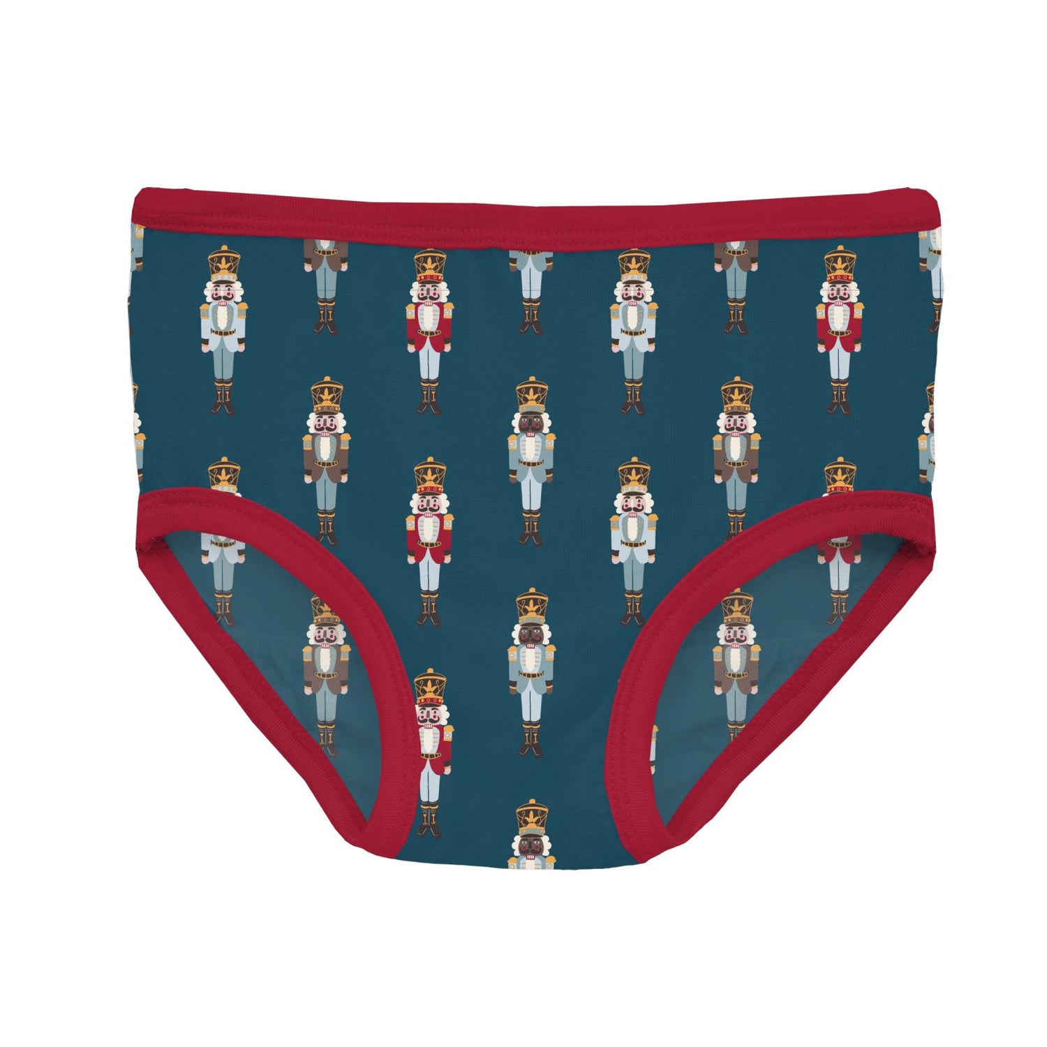 Print Girl's Underwear Set of 3 in Peacock Nutcrackers, Crimson & Baby Rose Gnomes