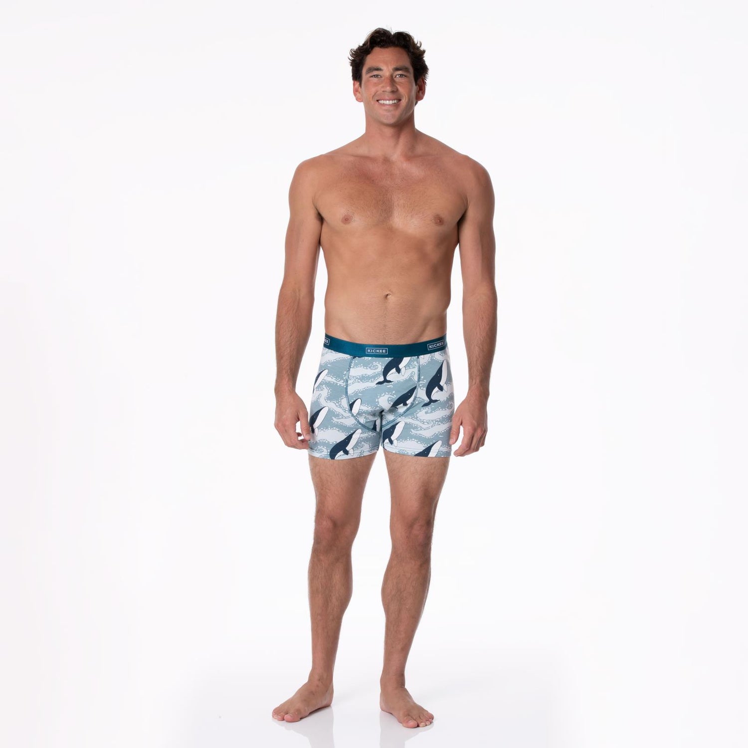 Men's Print Boxer Brief in Stormy Sea Splashing Whales