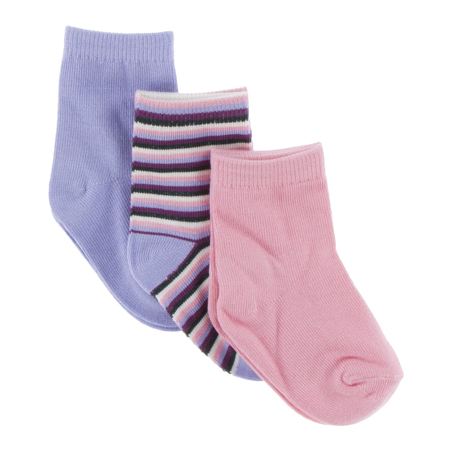 Sock Set in Lilac, Girl Anniversary Stripe & Lotus