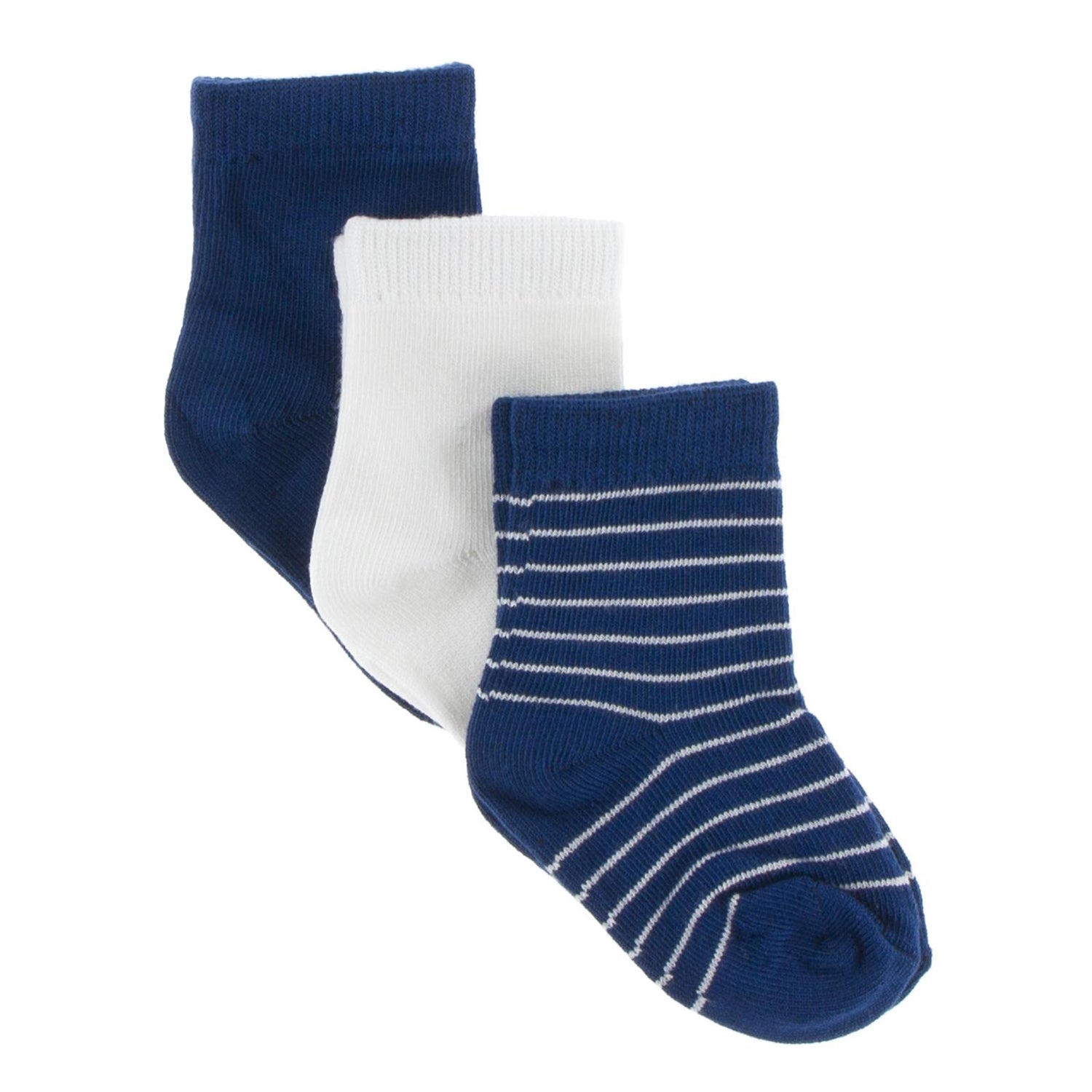 Socks (Set of 3) in Navy, Natural & Tokyo Navy Stripe