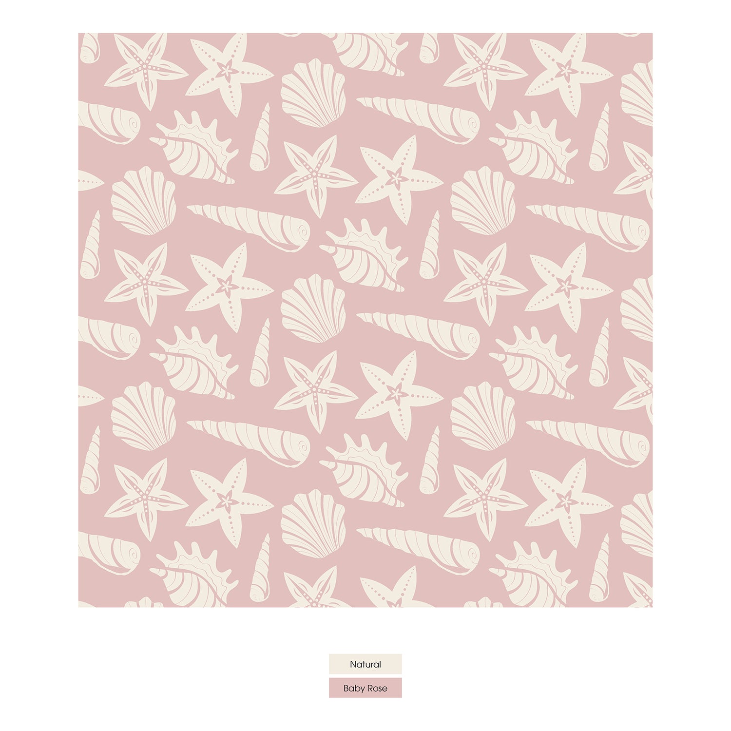 Print Fluffle Throw Blanket with Embroidery in Baby Rose Shells & Starfish