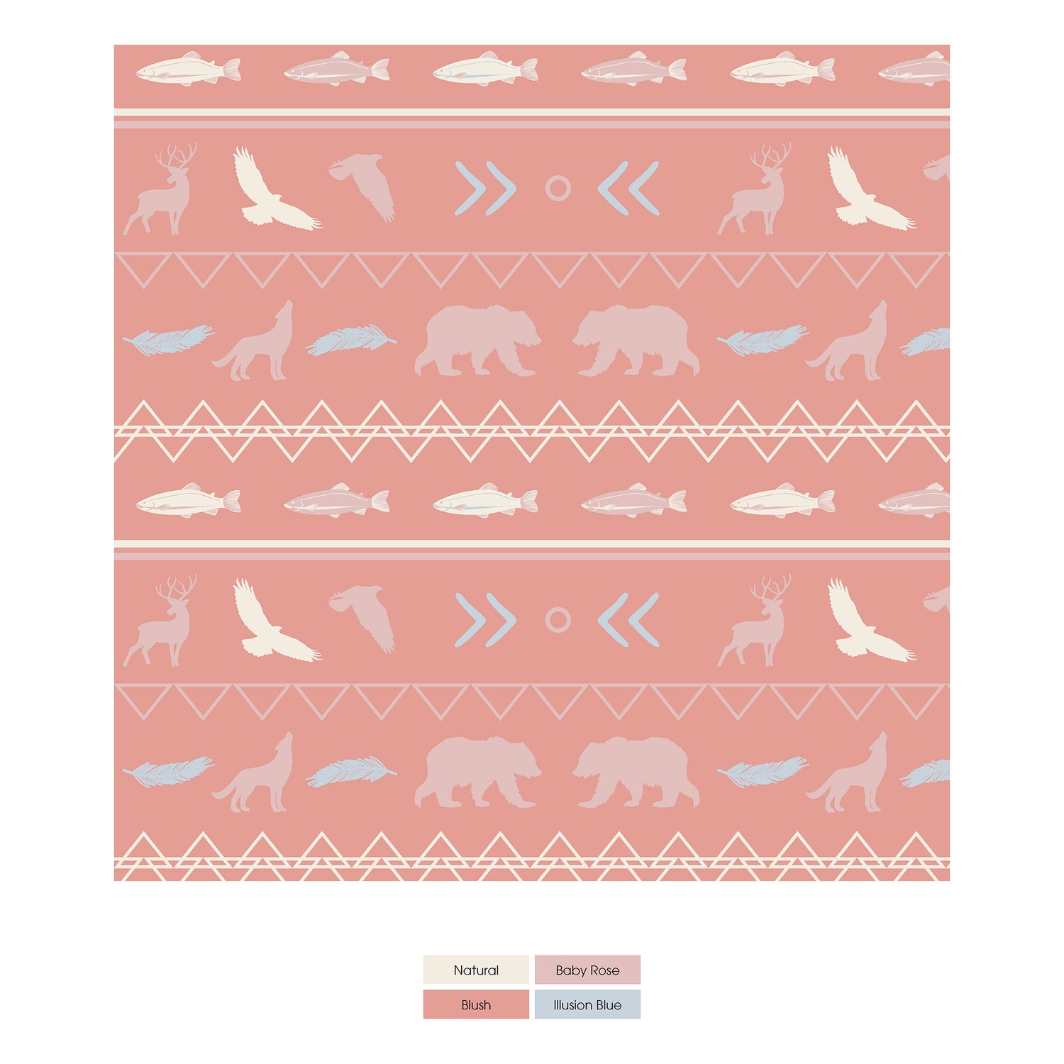 Print Swaddling Blanket in Blush Native Tribal Lore