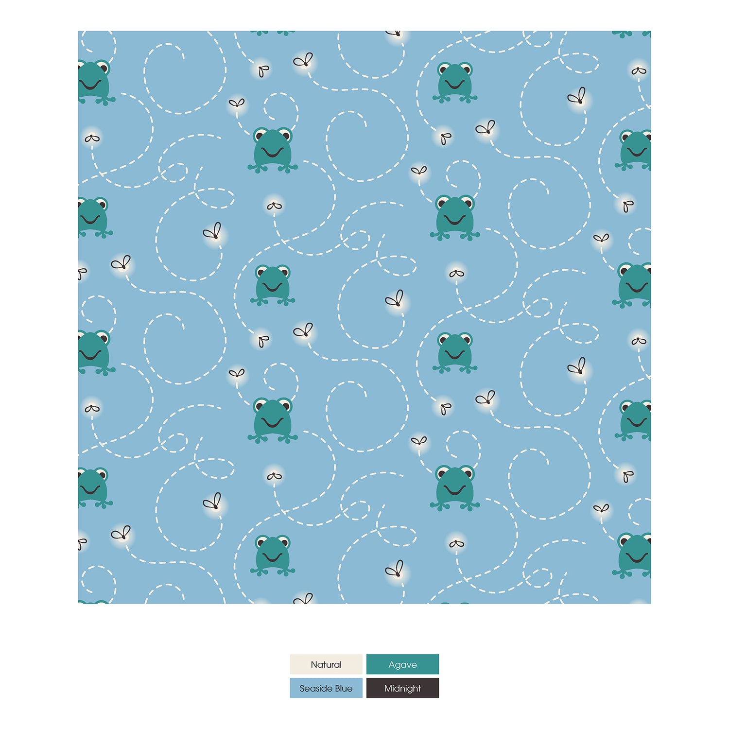 Print Convertible Sleeper with Zipper in Seaside Blue Frogs & Flies (323622)