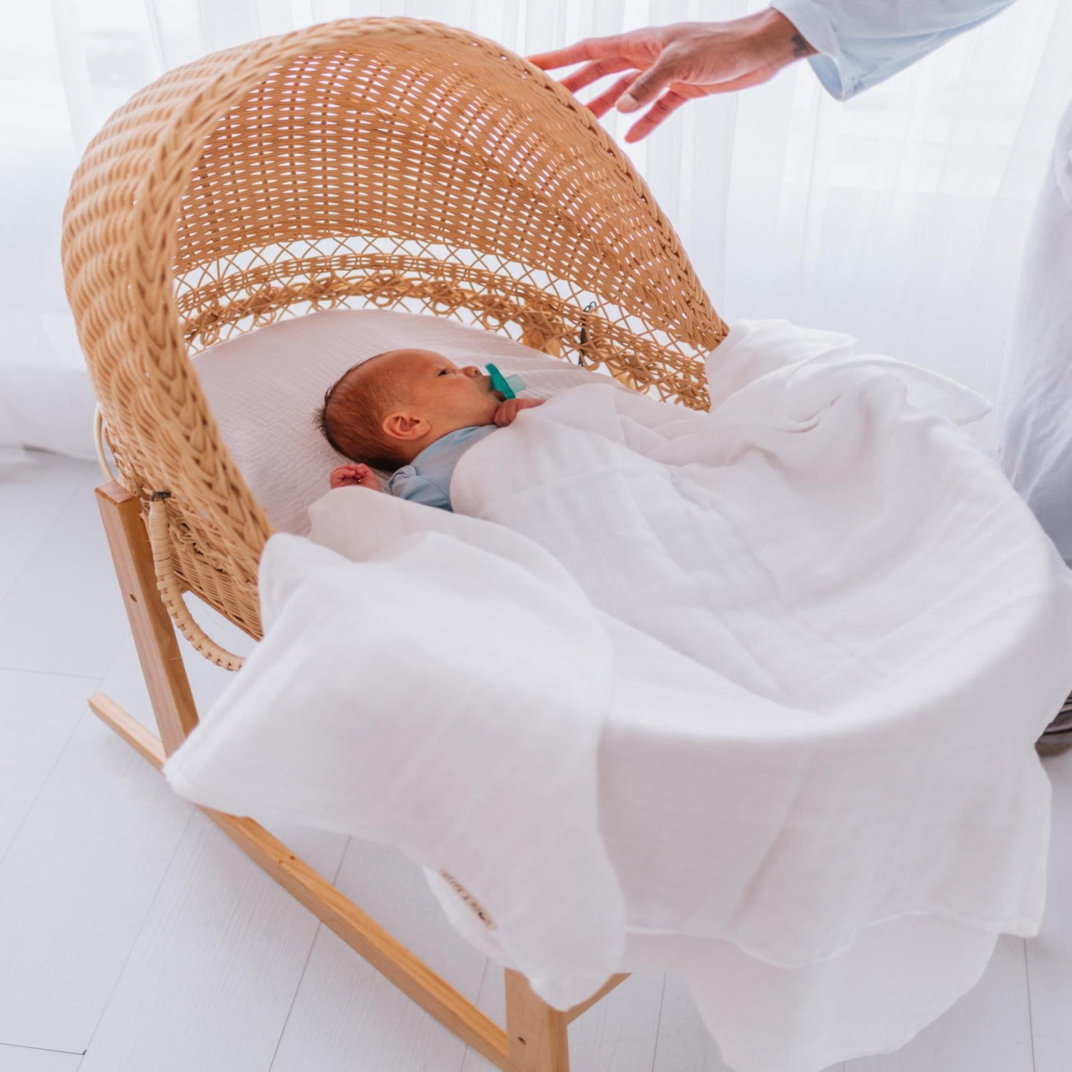 Soft Spun Cotton Muslin Swaddle 47 x 47 in Coconut Milk (360437)