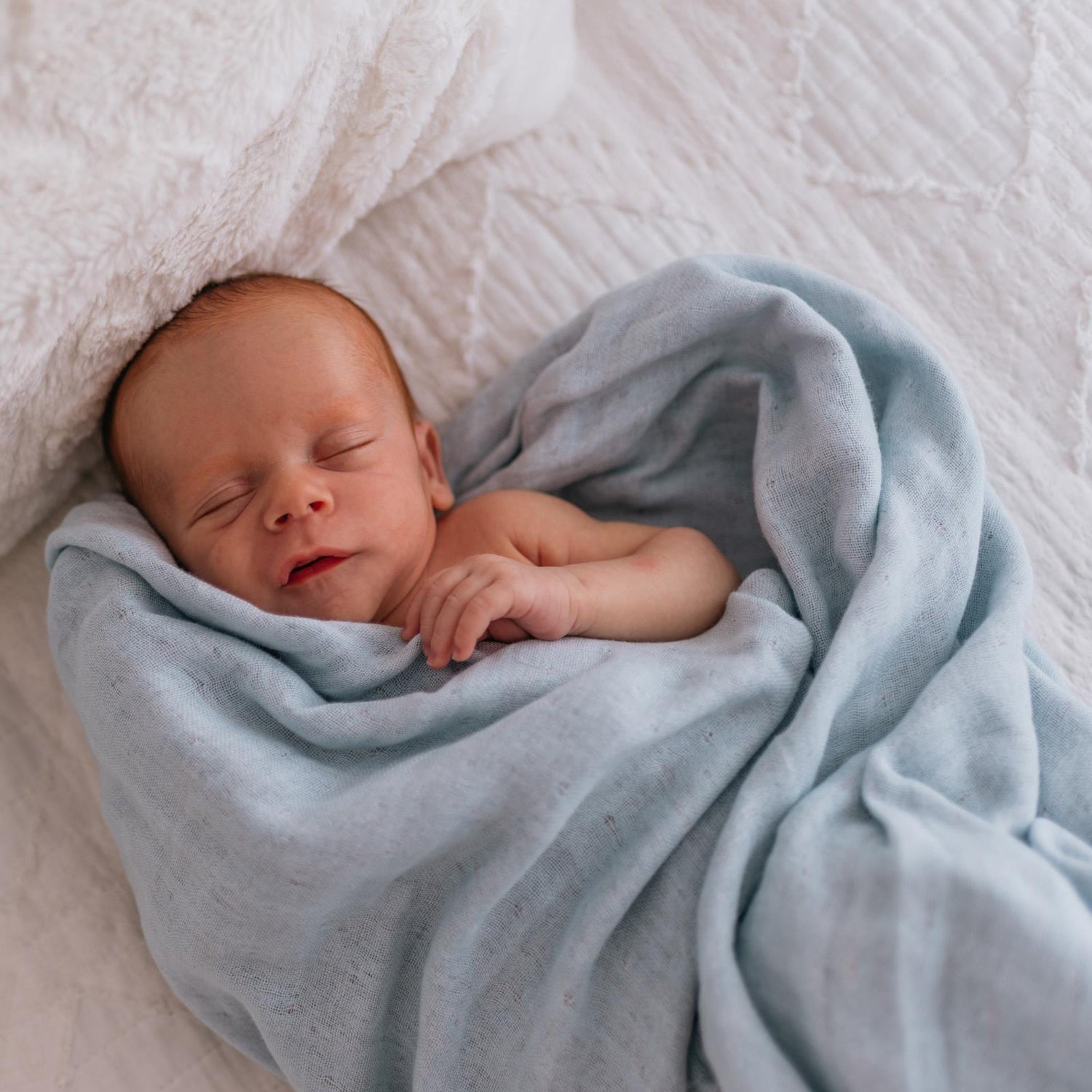 Soft Spun Cotton Muslin Swaddle 47 x 47 in Baby Blue/Ocean (360430)