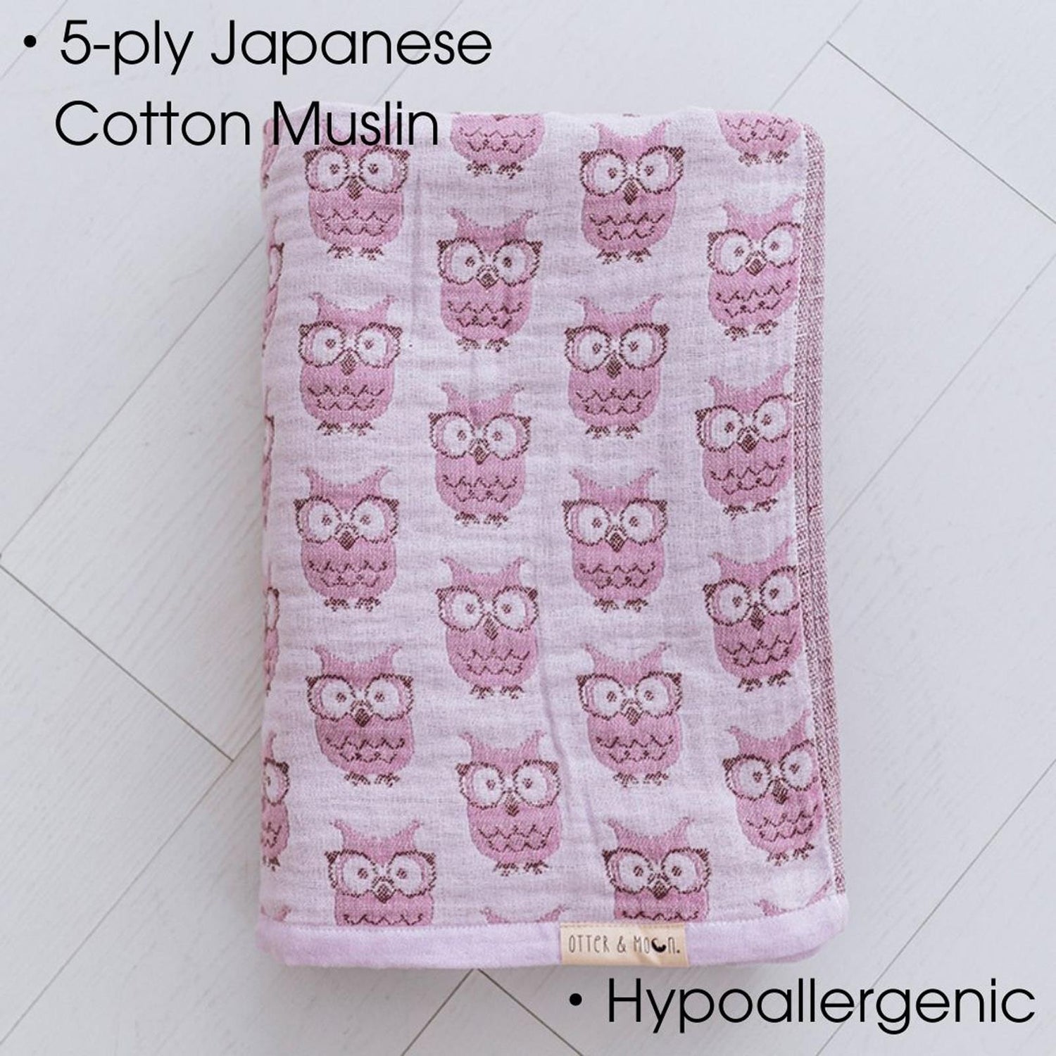 Soft Spun Cotton Jacquard Muslin Blanket 40 x 60 in Wisteria/Lavender Mist Wise Owls (360500)