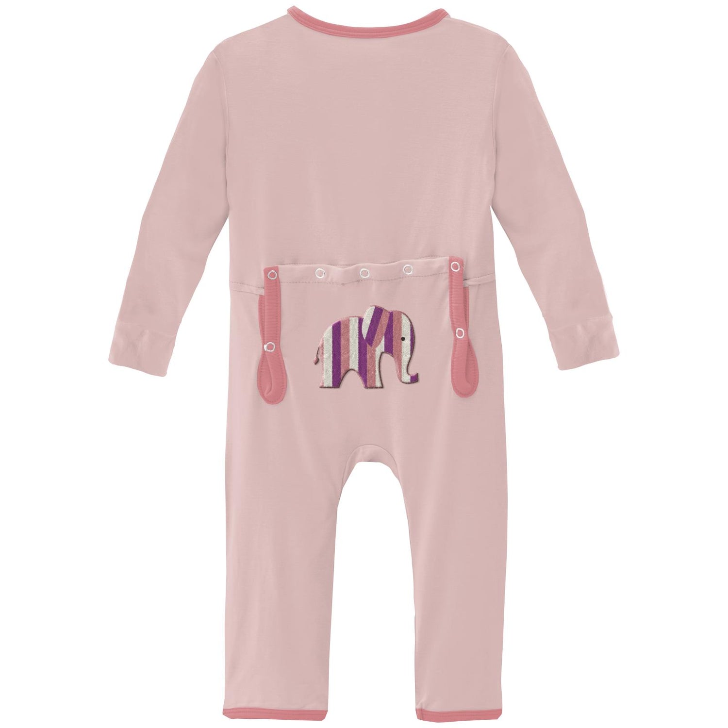 Applique Coverall with Zipper in Baby Rose Elephant Stripe (244775)