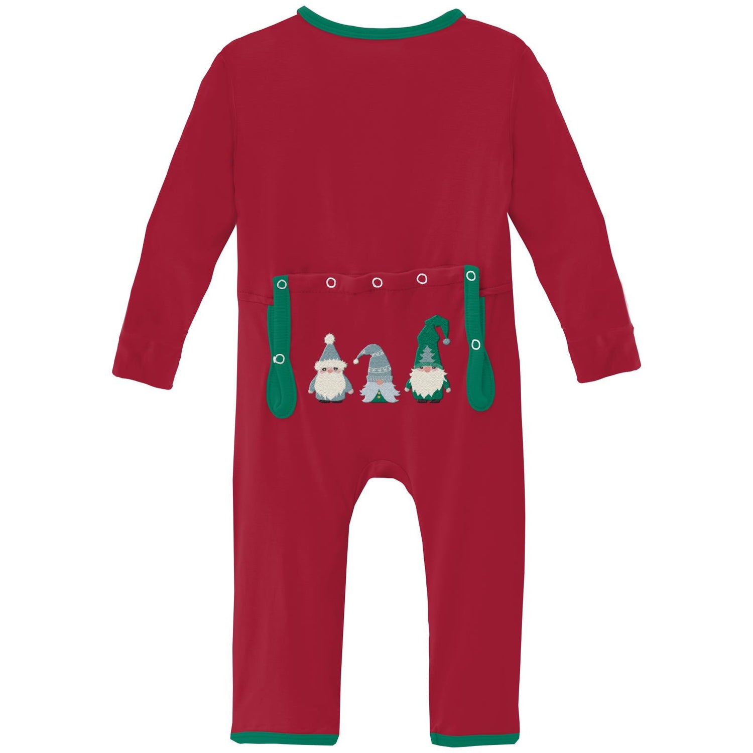 Applique Coverall with Snaps in Crimson Gnomes