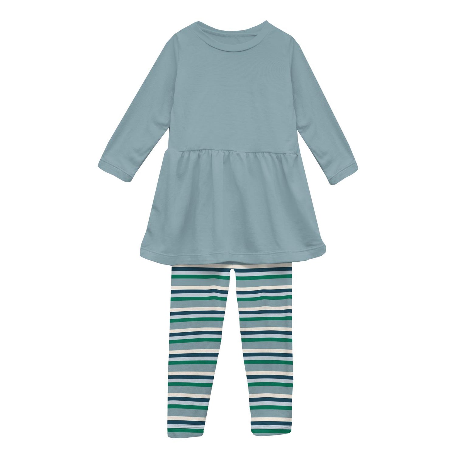 Print Long Sleeve Playtime Outfit Set in Stormy Sea Stripe