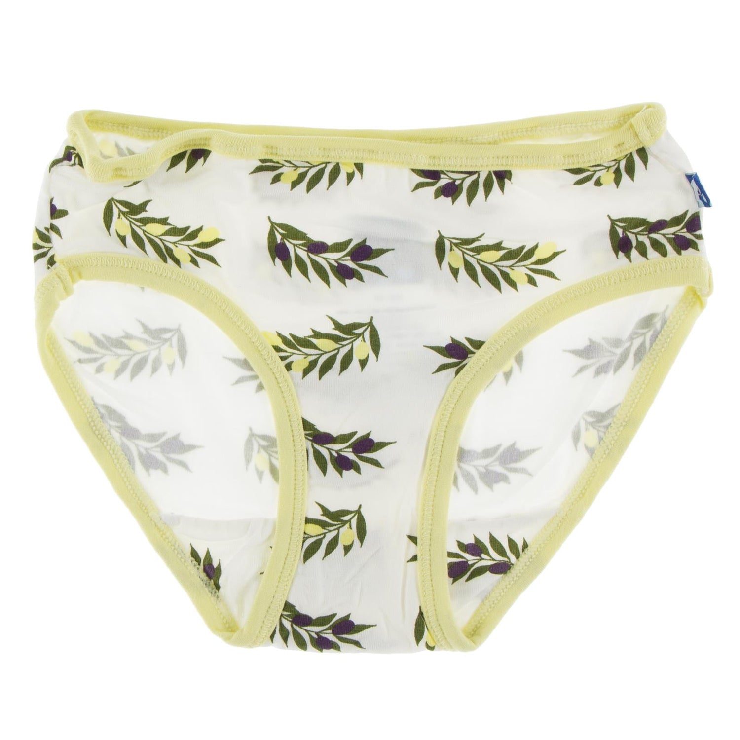 Print Girl Underwear in Natural Olive Branch with Lime Blosom