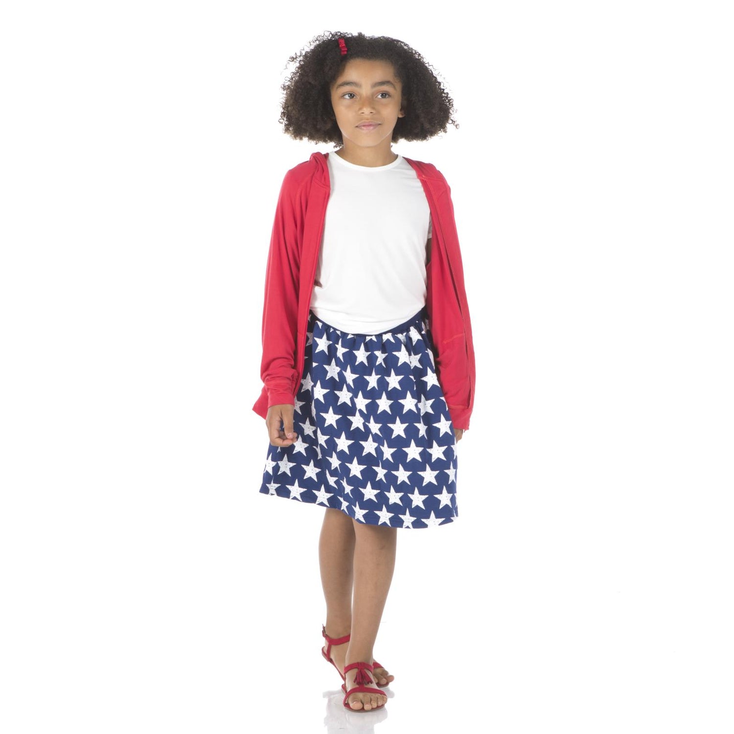 Print Fleece Skirt in Flag Blue Vintage Stars