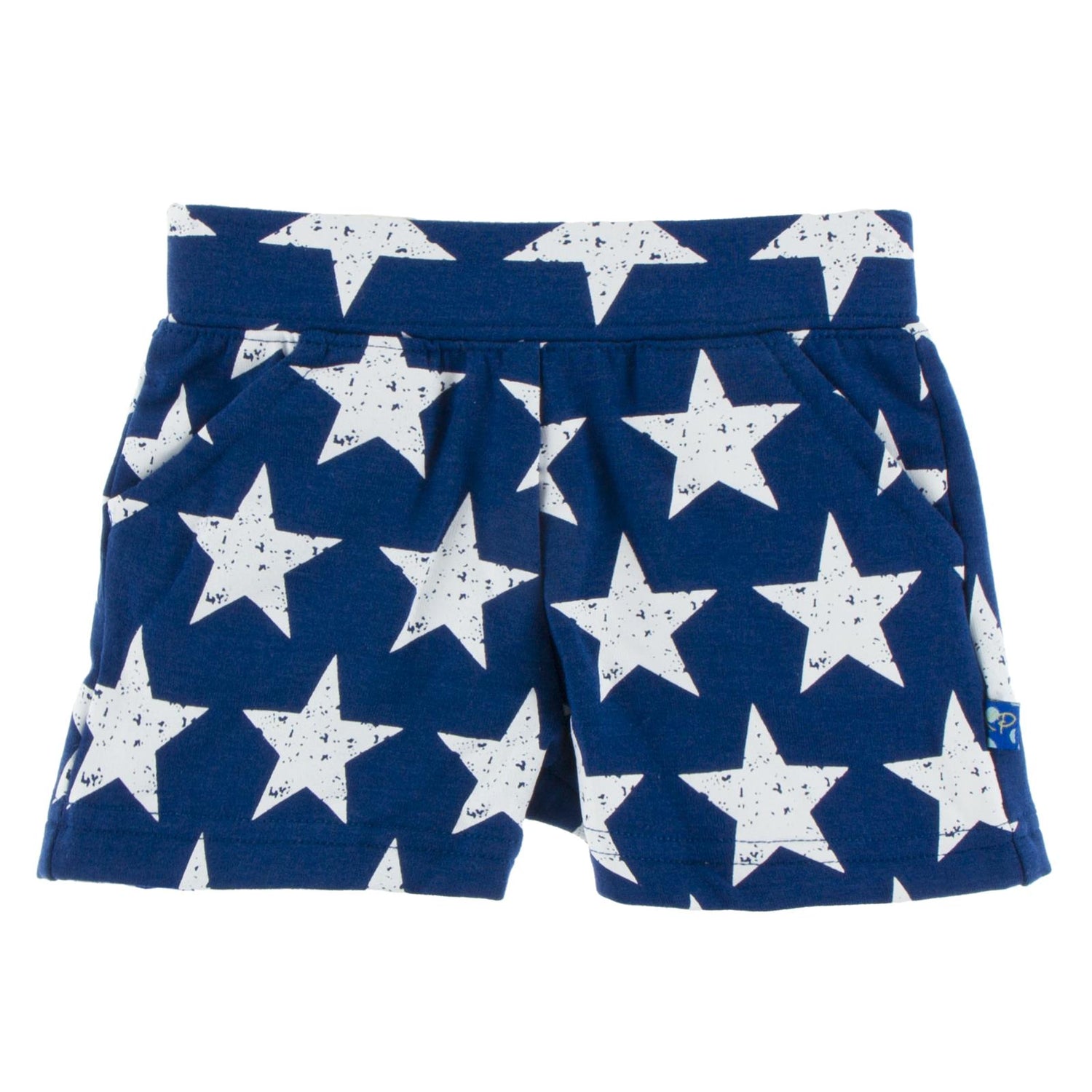 Print Fleece Shorts in Flag Blue Vintage Stars