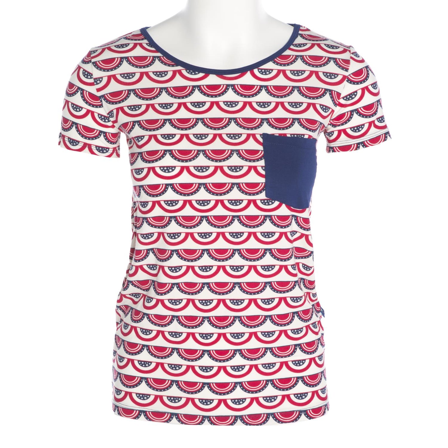 Print Short Sleeve Relaxed Tee with Pocket in Flag Swag