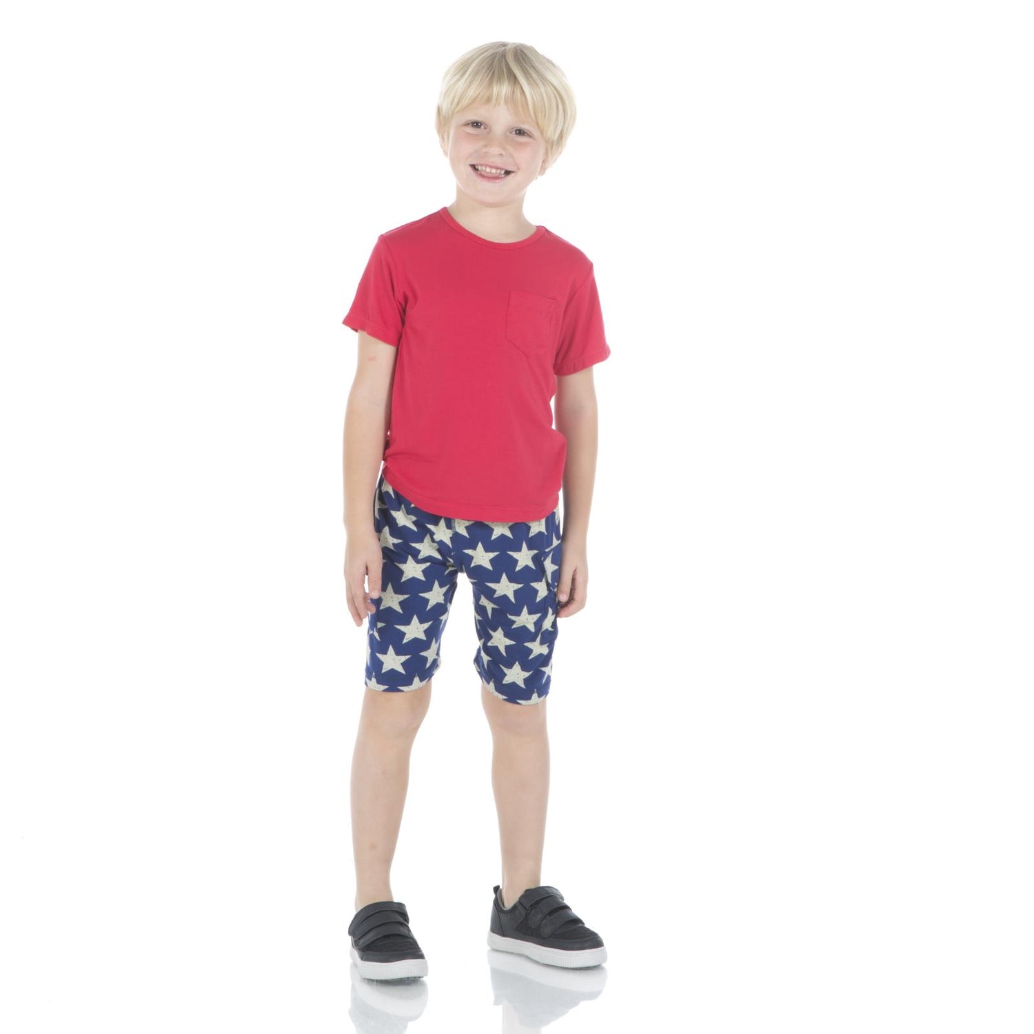 Print Cargo Short in Flag Blue Vintage Stars