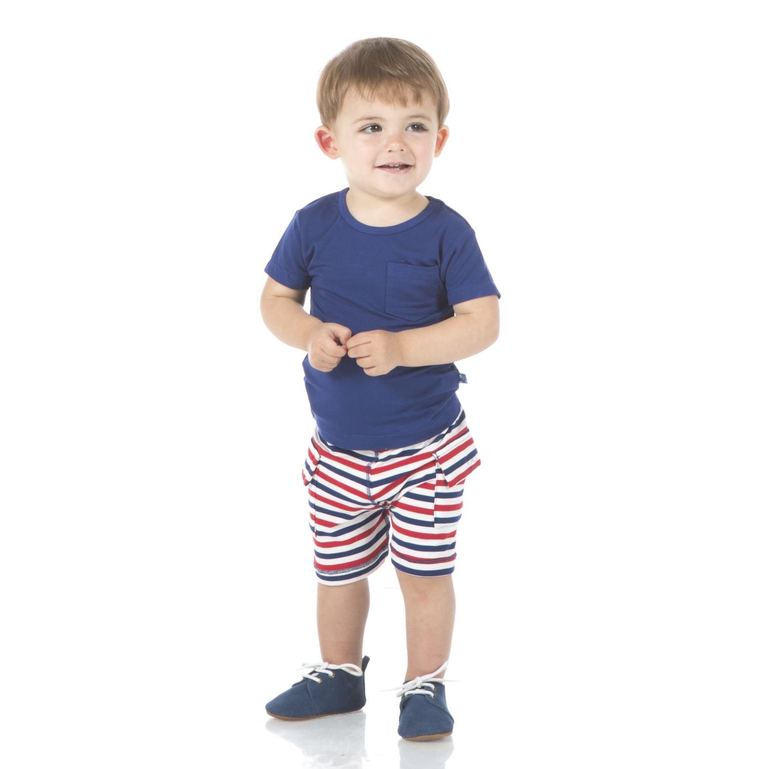 Print Cargo Short in Flag Blue USA Stripe