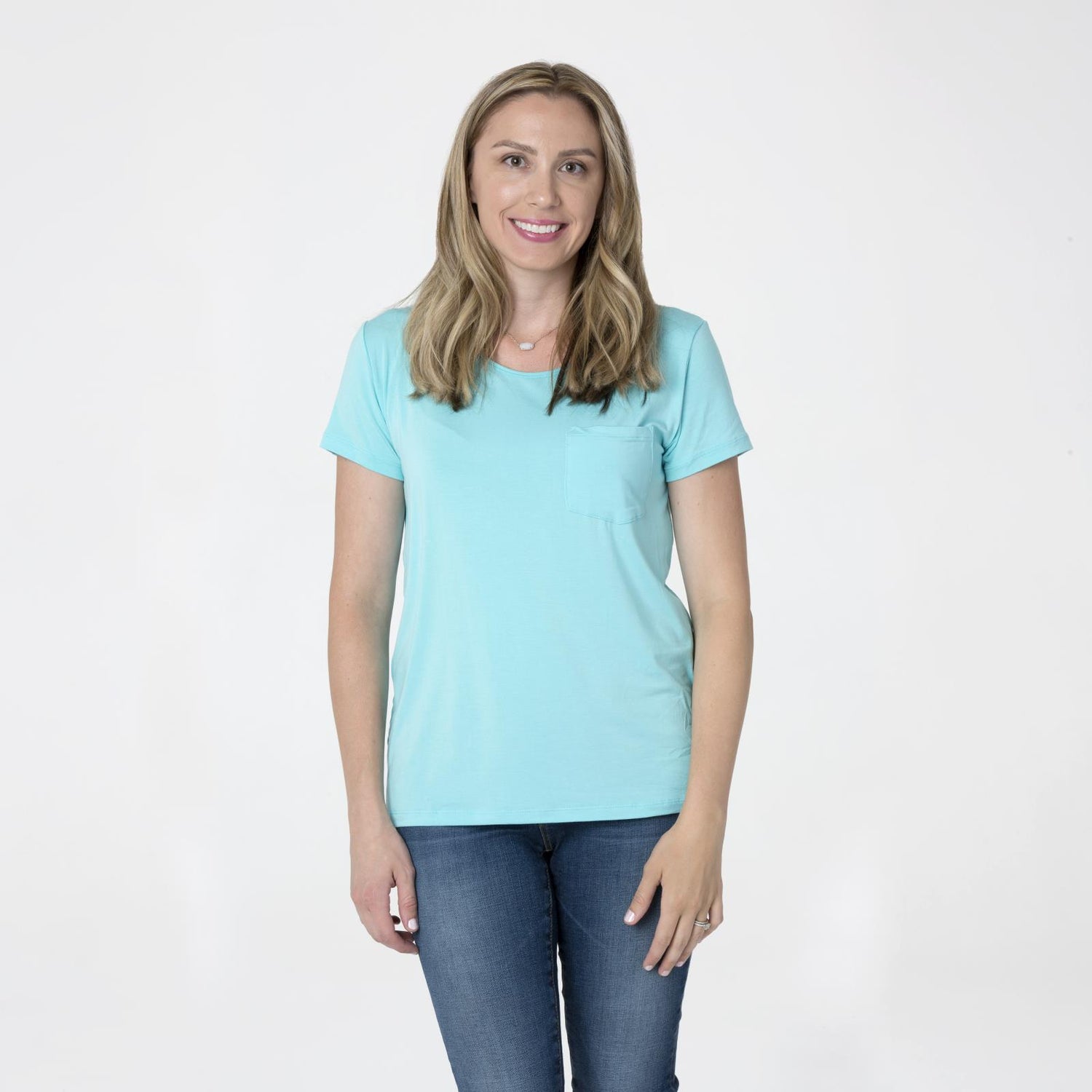 Short Sleeve Relaxed Tee with Pocket in Shining Sea