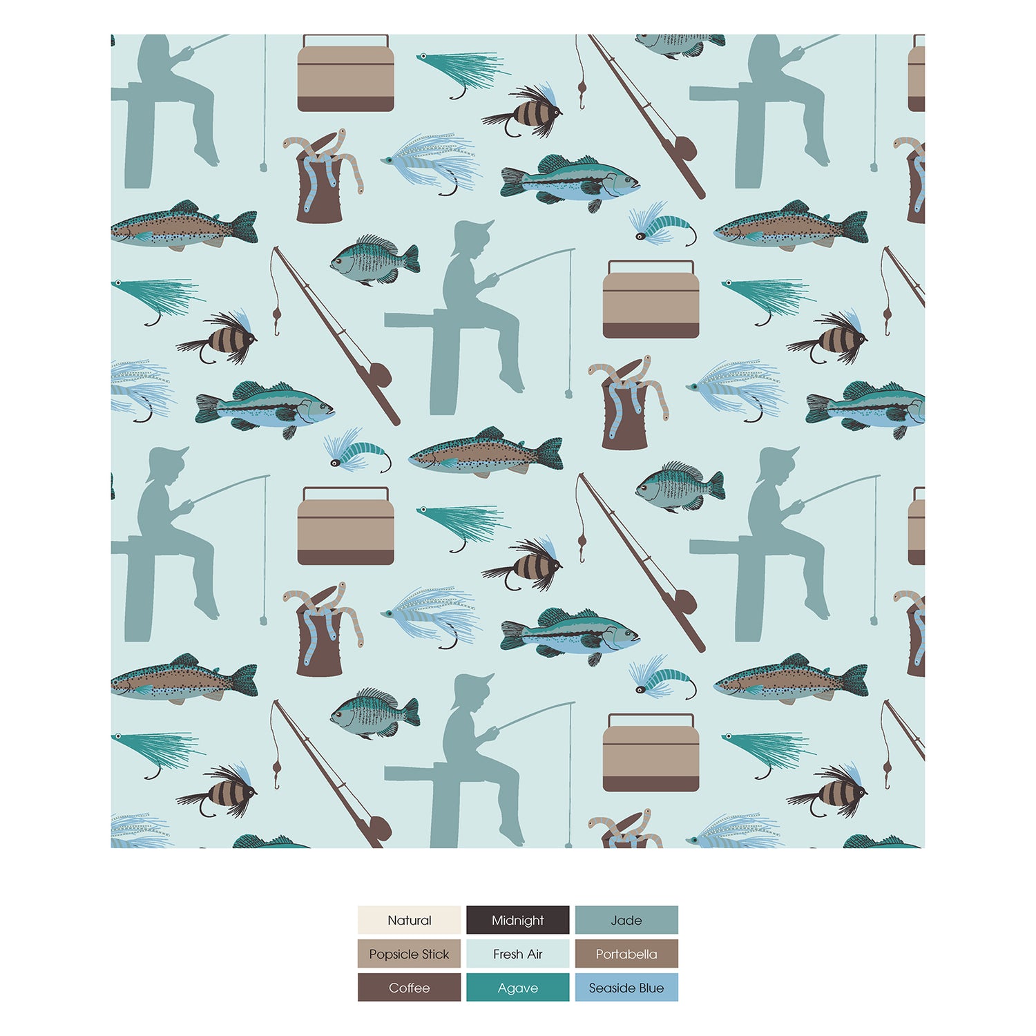 Print Short Sleeve Crew Neck Tee in Fresh Air Fishing (323098)