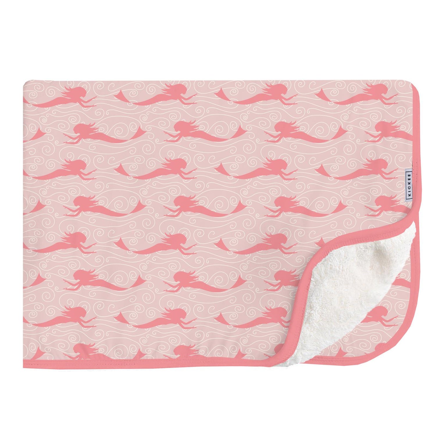 Print Sherpa-Lined Throw Blanket in Baby Rose Mermaid