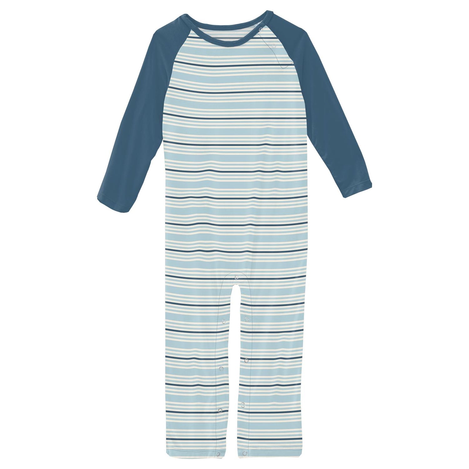 Print Long Sleeve Raglan Romper in Jetsam Stripe