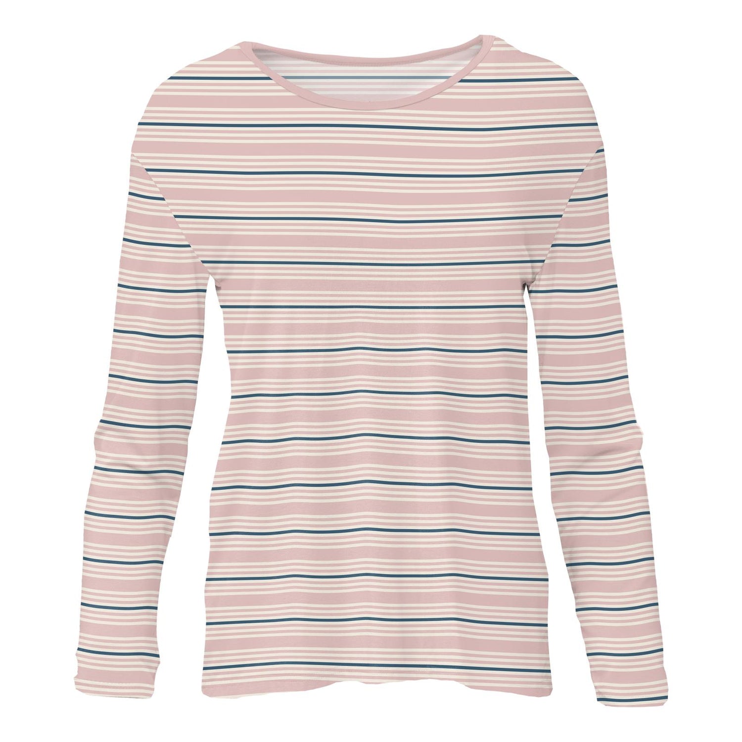 Women's Print Long Sleeve Butterfly Open-Back Top in Flotsam Stripe