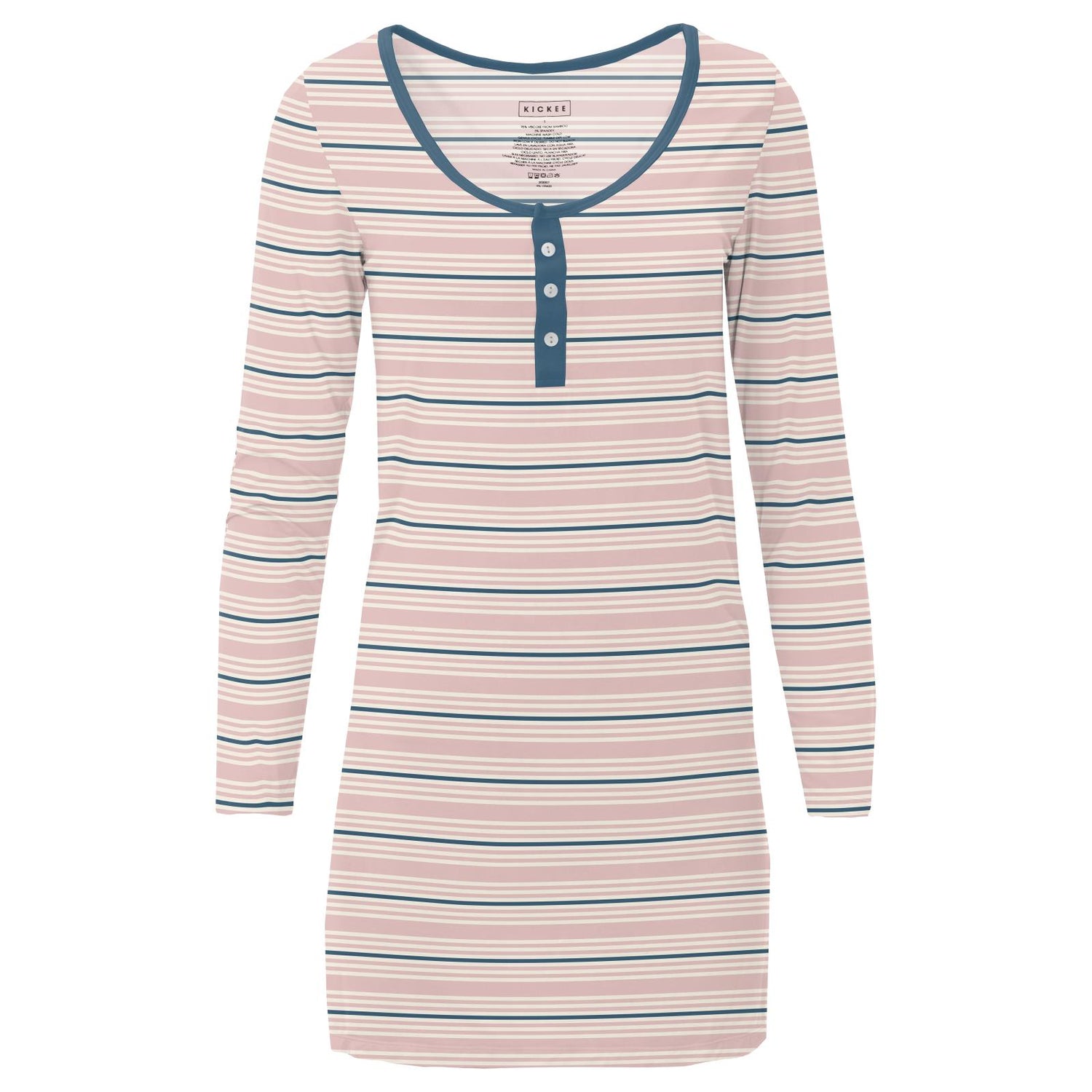 Women's Print Long Sleeve Nightshirt in Flotsam Stripe