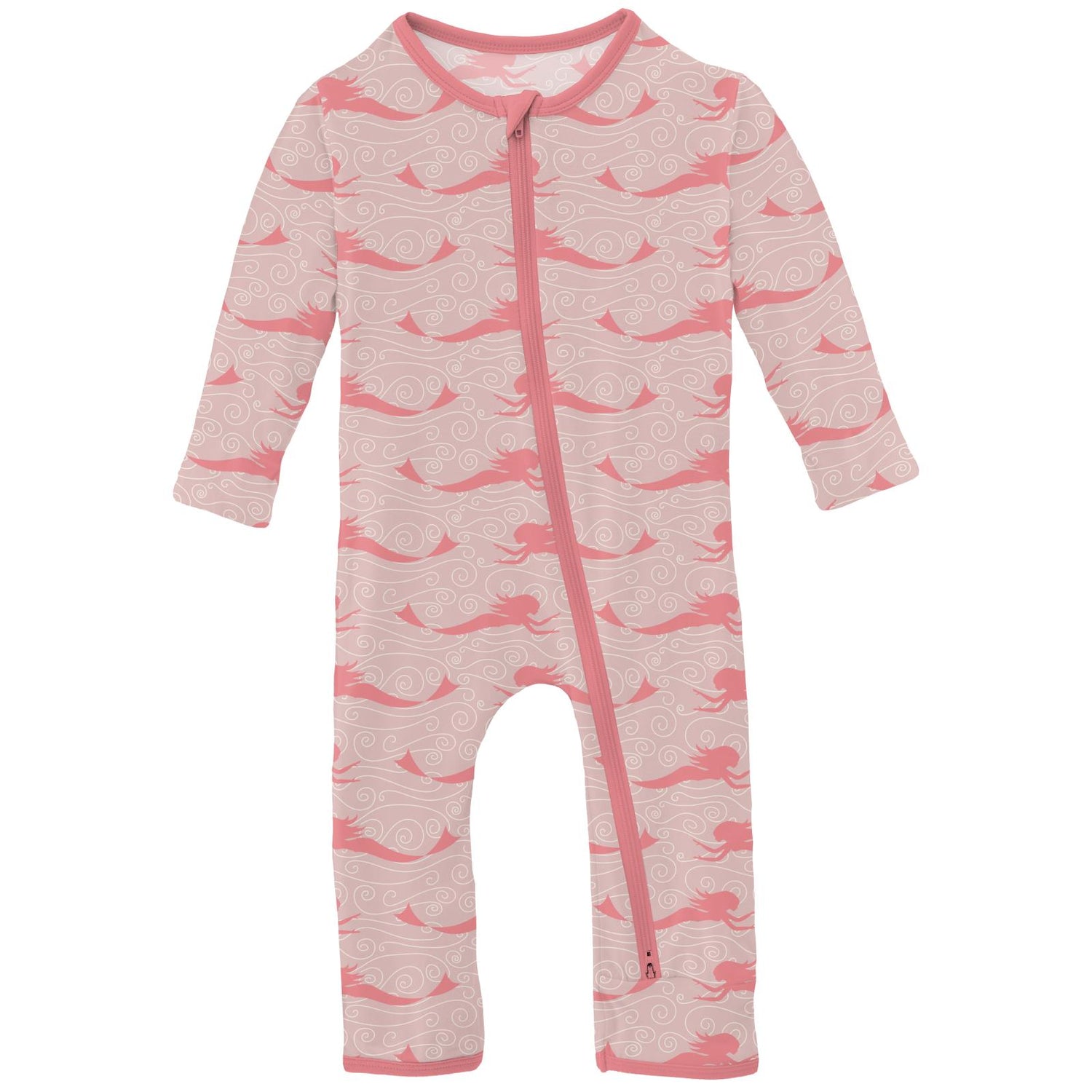 Print Coverall with 2 Way Zipper in Baby Rose Mermaid