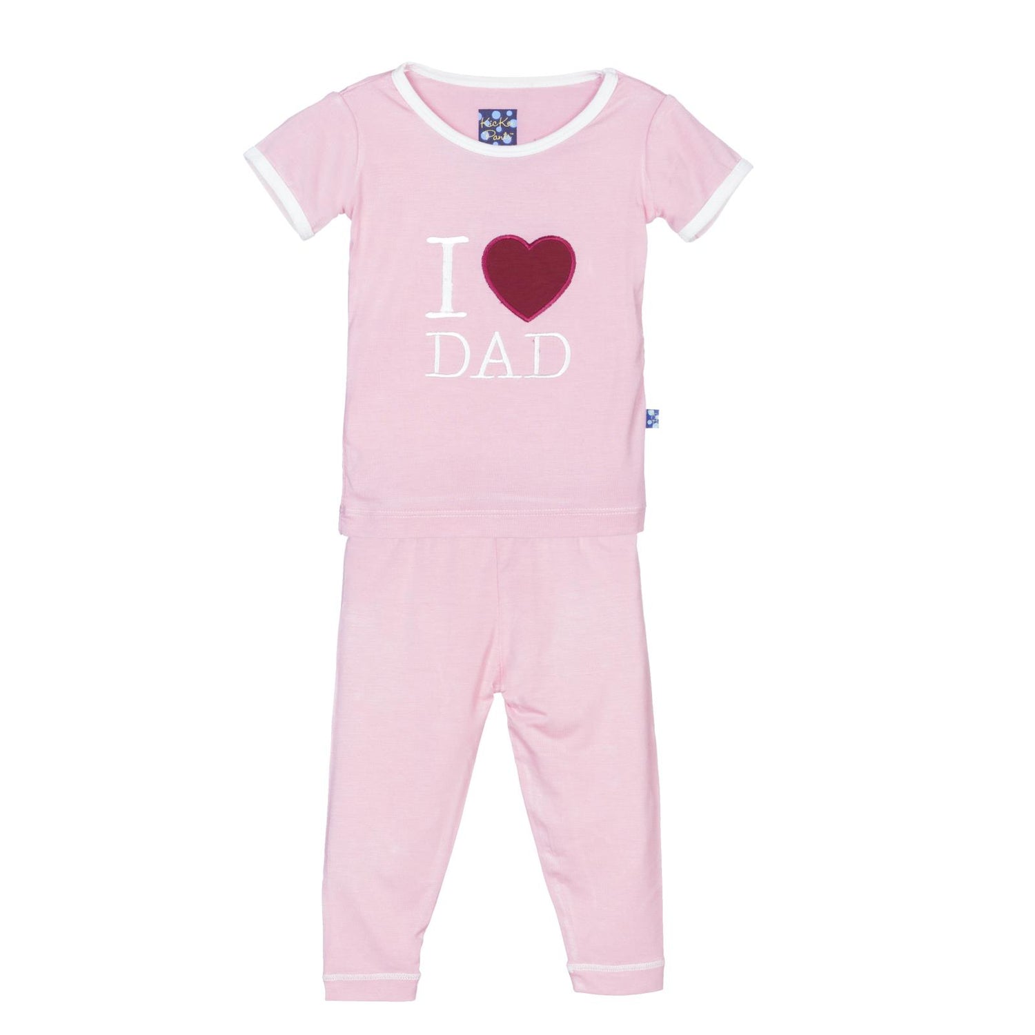 Short Sleeve Applique Pajama Set in Lotus I Love Dad