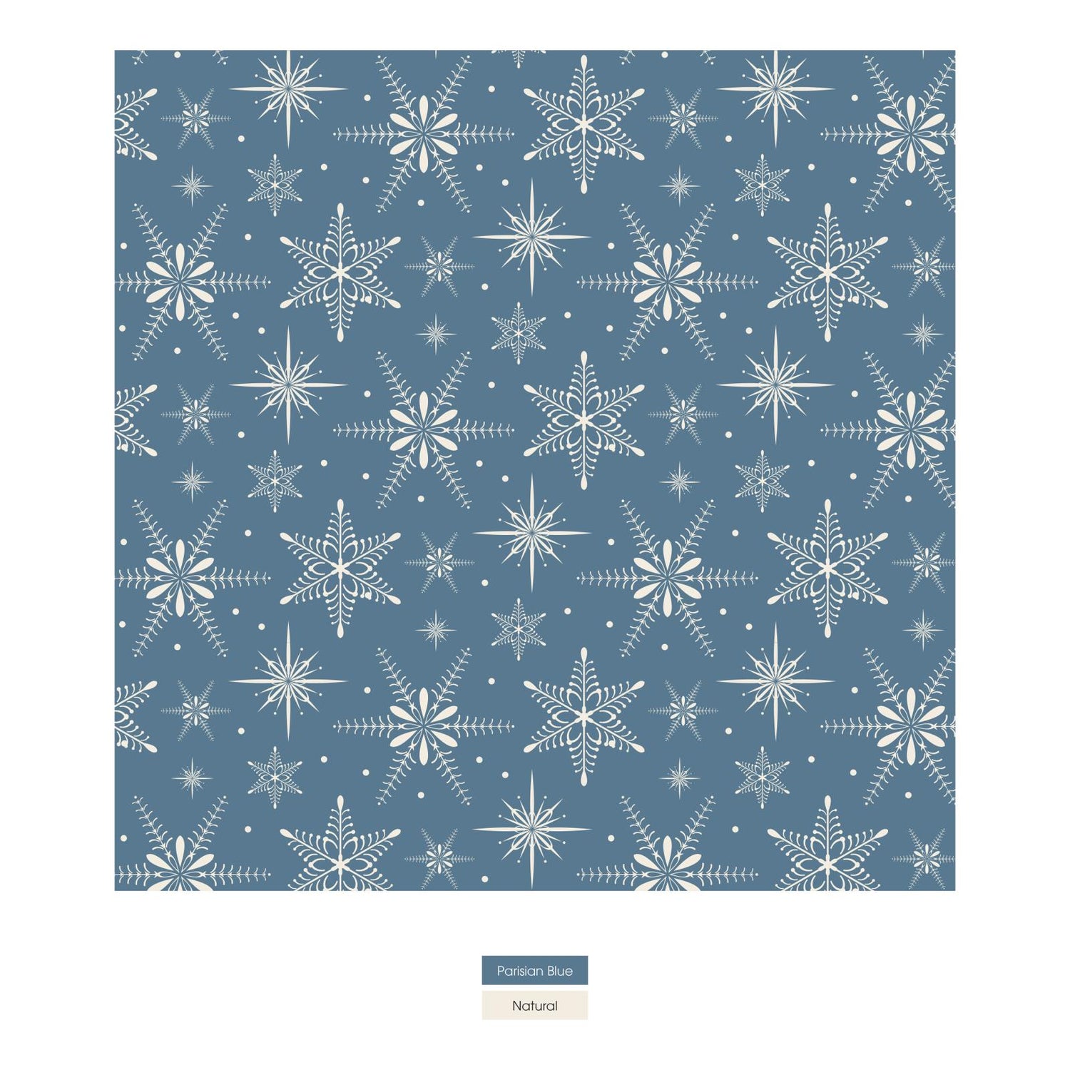 Print Classic Ruffle Footie with 2 Way Zipper in Parisian Blue Snowflakes