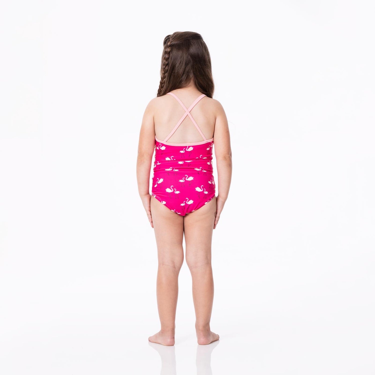 Print One-Piece Bathing Suit in Calypso Flamingos