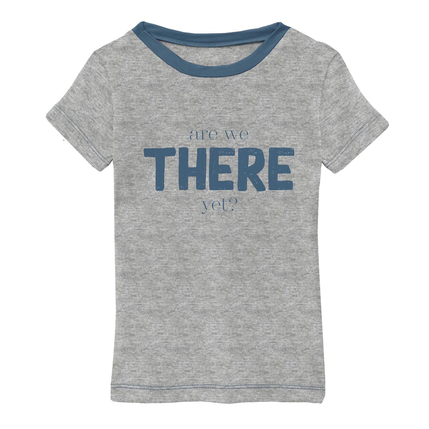 Short Sleeve Easy Fit Crew Neck Graphic Tee in Heathered Mist Are We There Yet