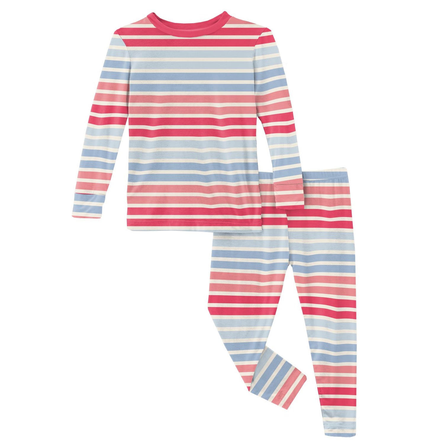 Print Long Sleeve Pajama Set in Cotton Candy Stripe