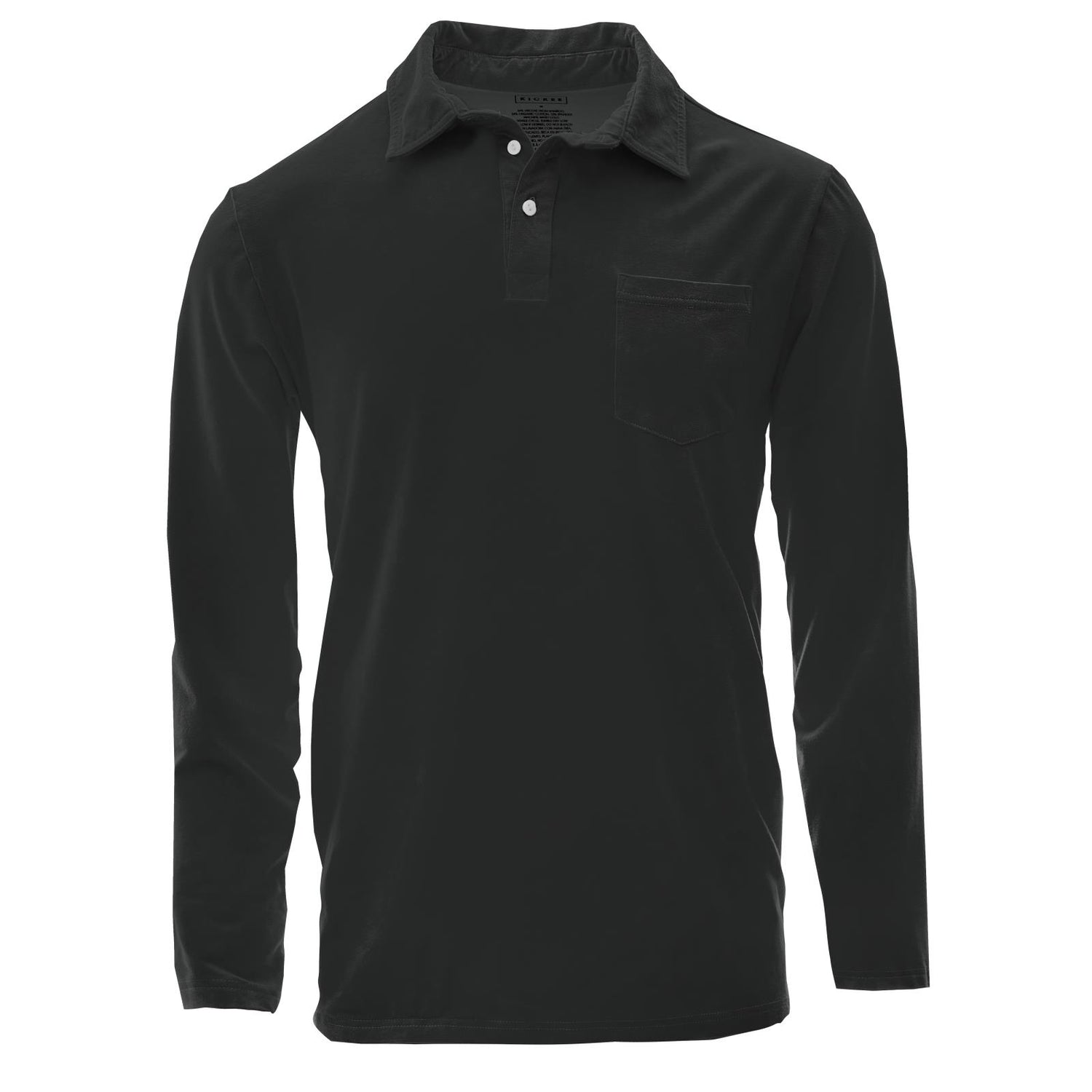 Men's Solid Long Sleeve Luxe Jersey Polo with Pocket in Midnight