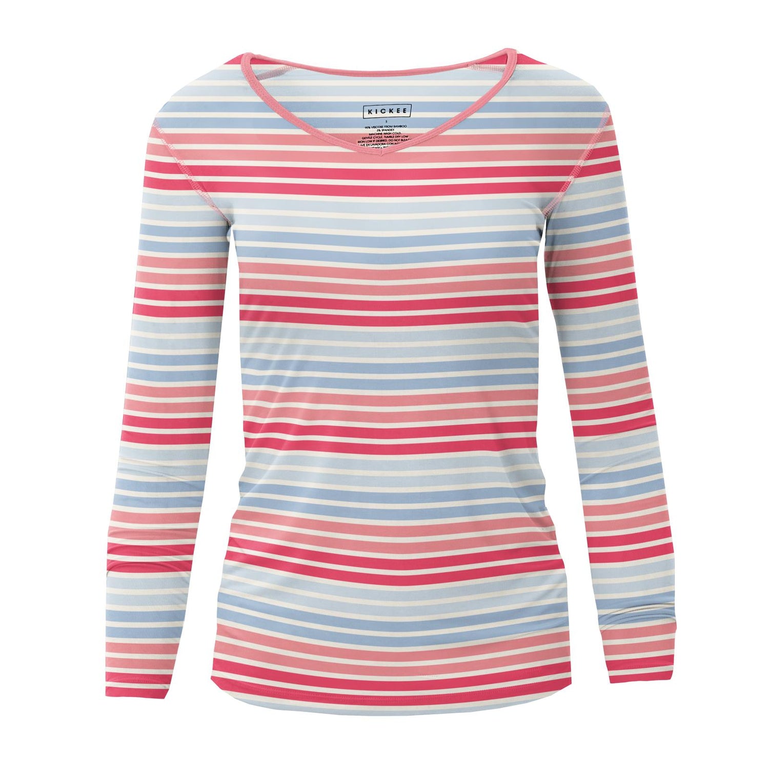 Print Long Sleeve One Tee in Cotton Candy Stripe