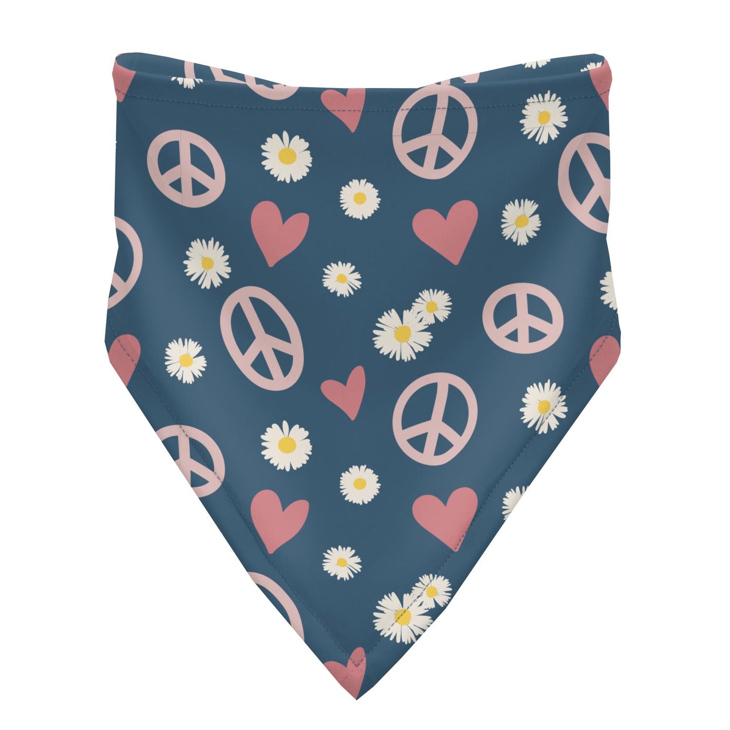 Print Bandana Bib Set of 3 in Peace, Love and Happiness, Natural Vintage Vans & Summer Sky Flower Power