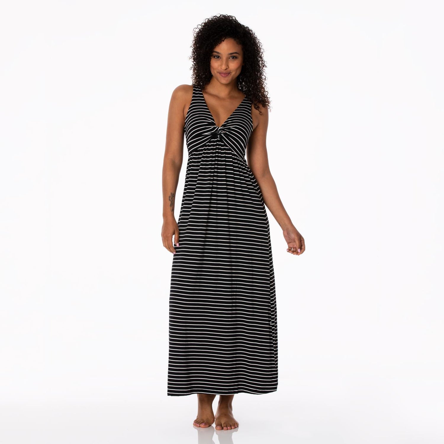 Women's Print Simple Twist Nightgown in 90's Stripe