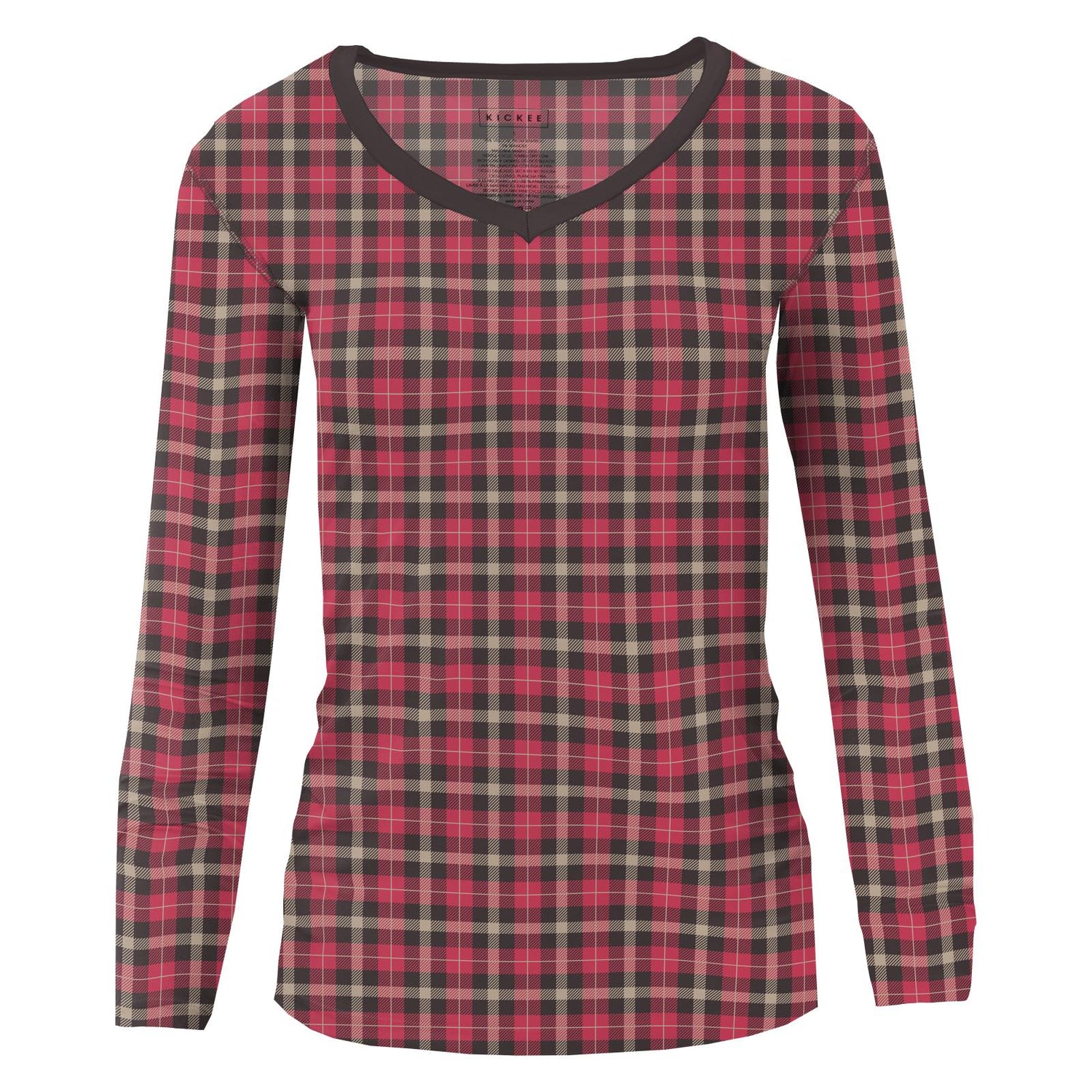 Women's Print Long Sleeve One Tee in 90's Plaid