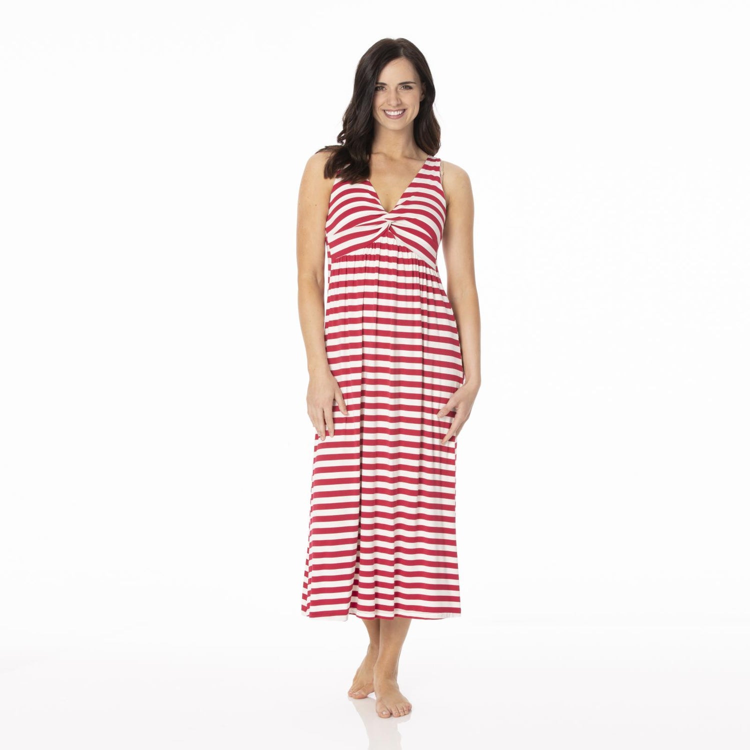 Print Simple Twist Nightgown in Candy Cane Stripe 2019