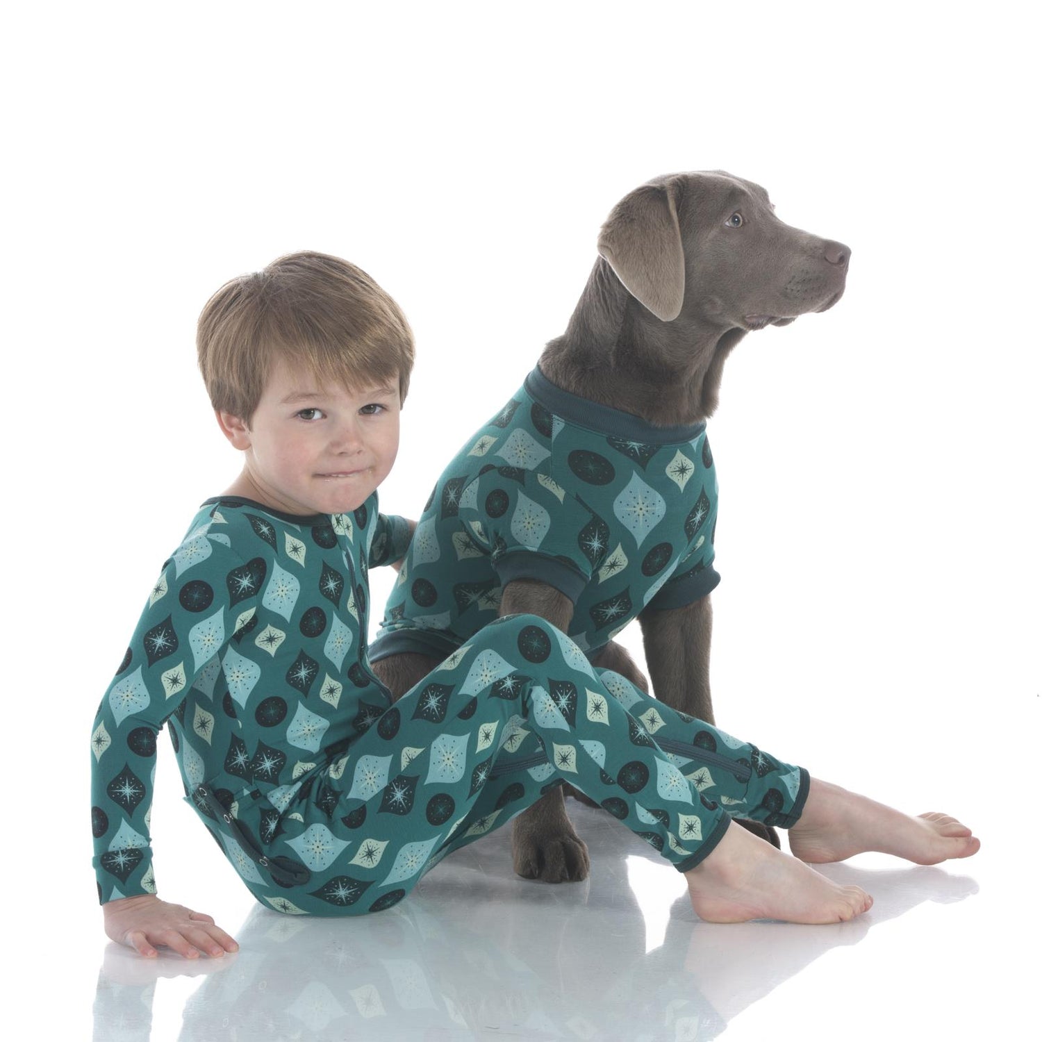 Print Dog Jammies in Cedar Vintage Ornaments