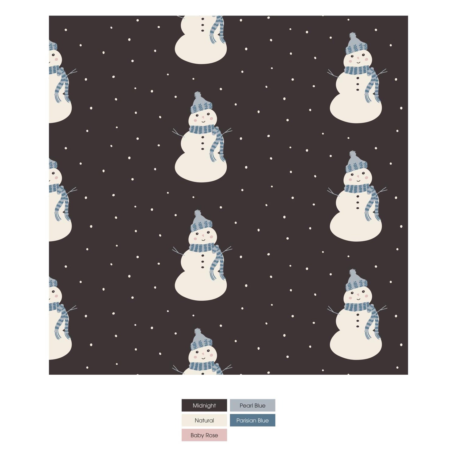 Print Fleece Kangaroo Pocket Pullover in Midnight Snowman