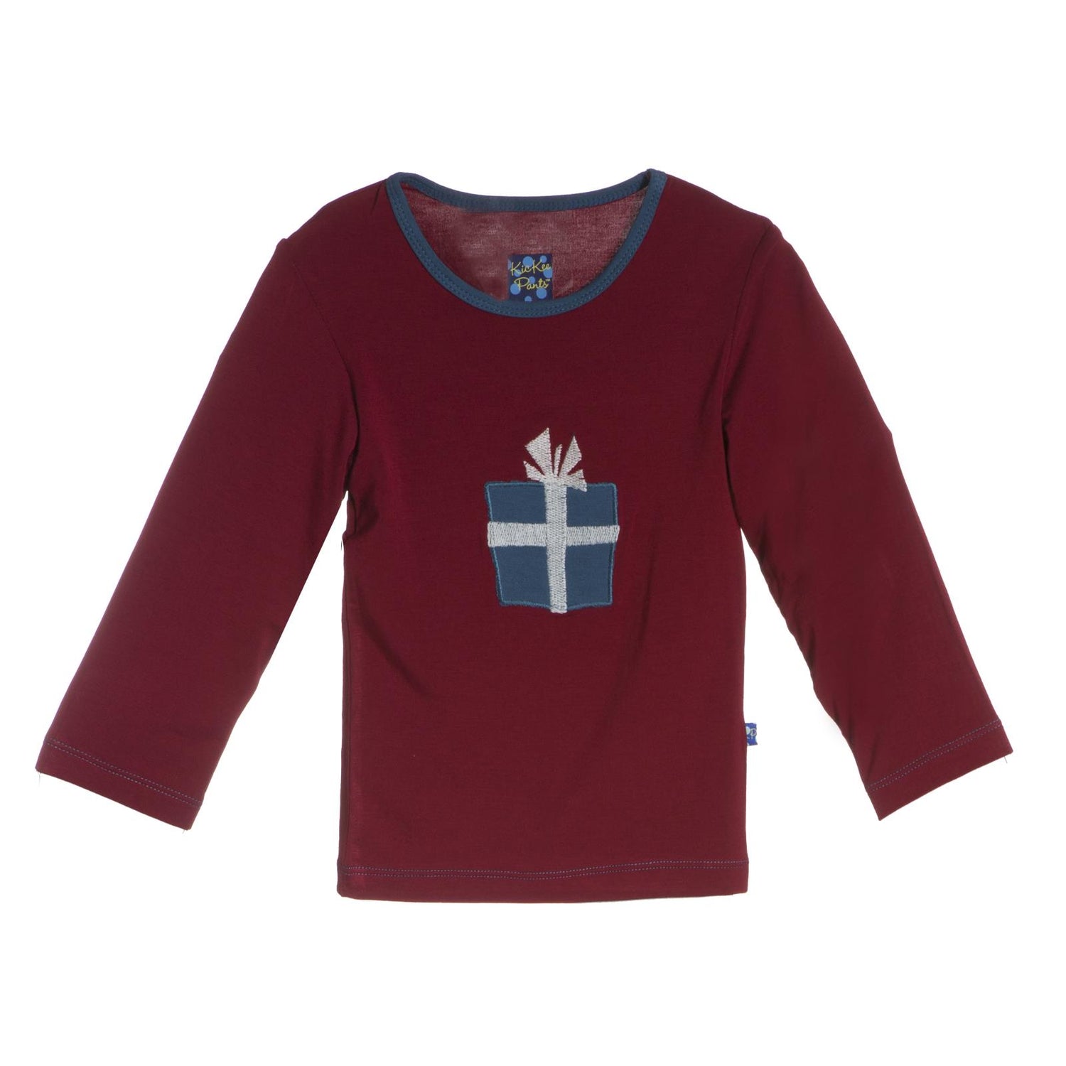 Long Sleeve Applique Tee in Brick Present