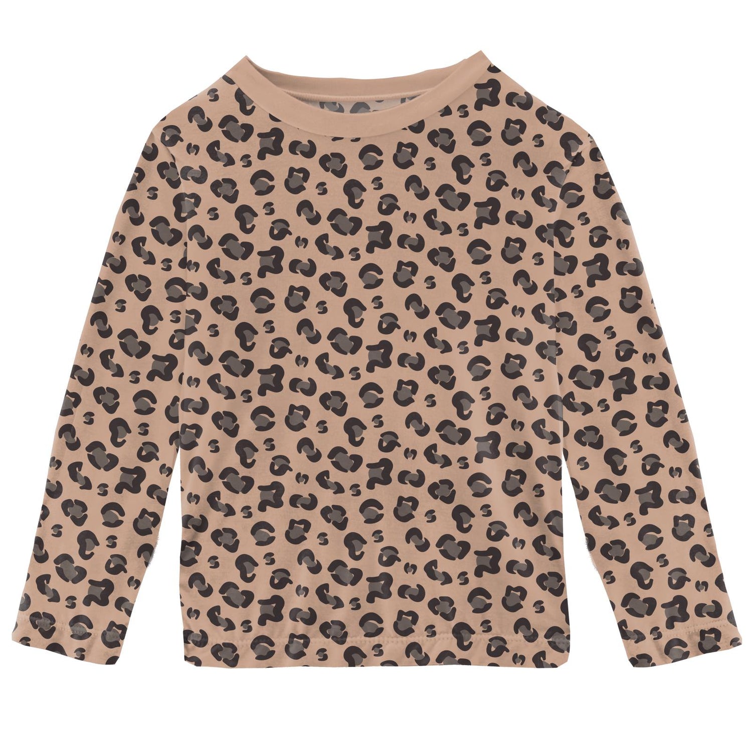 Print Long Sleeve Girl's Tailored Fit Tee in Suede Cheetah Print