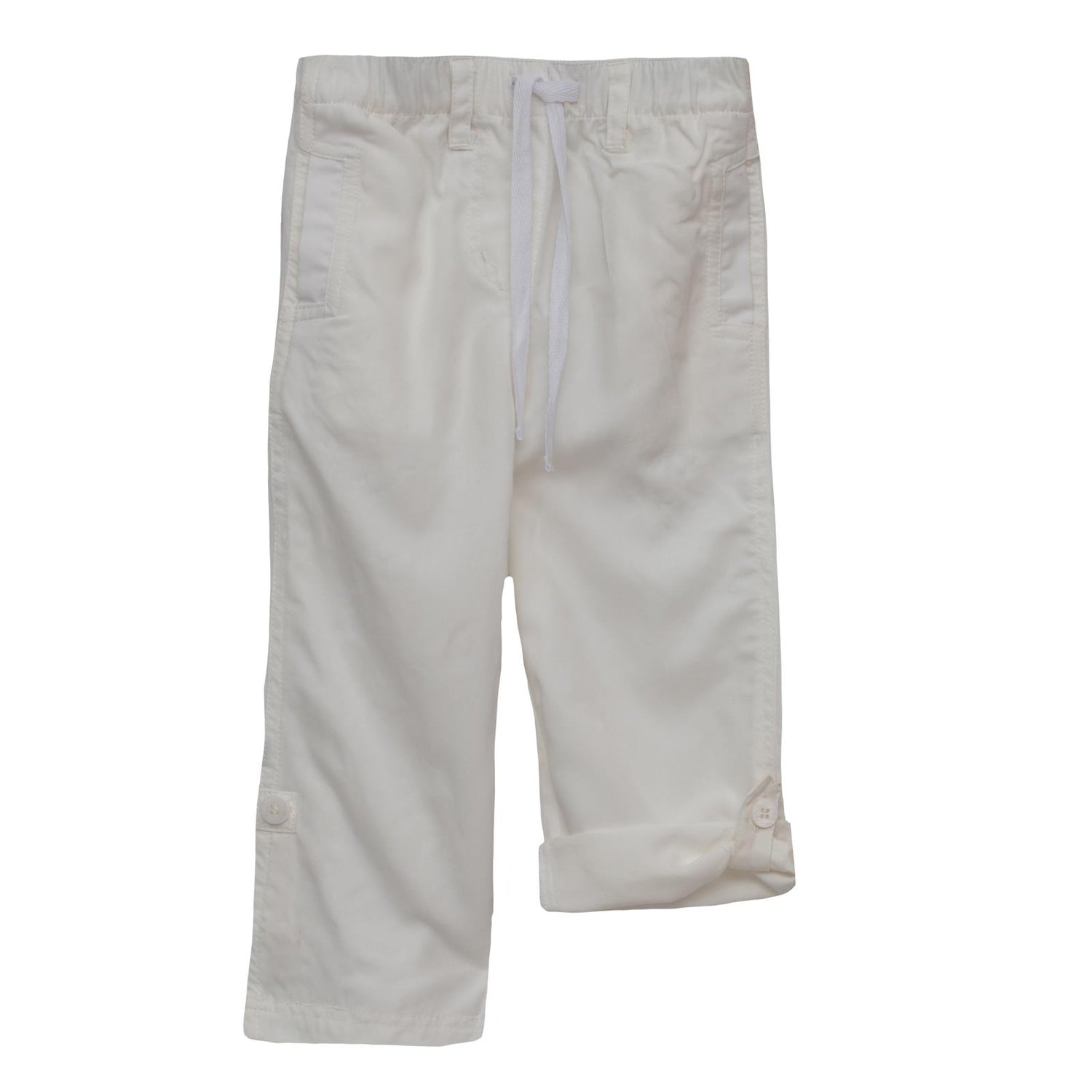 Woven Roll-Up Pants in Natural