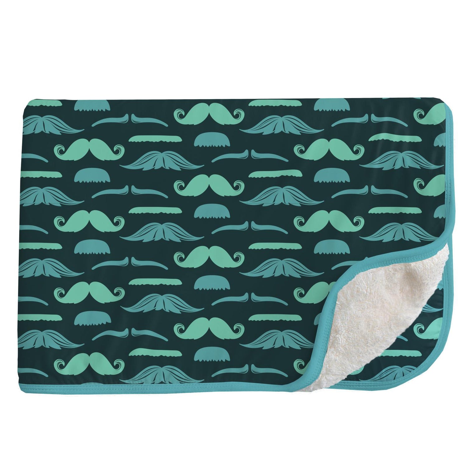 Print Sherpa-Lined Toddler Blanket in Pine Moustaches