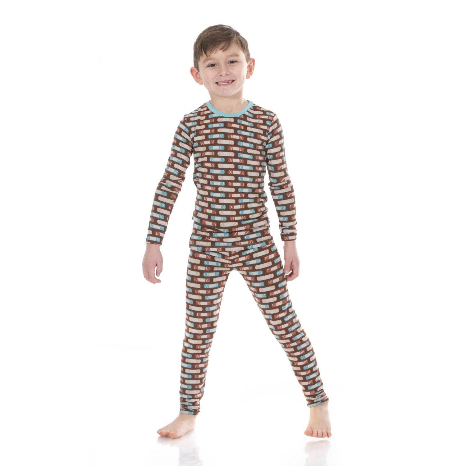 Print Long Sleeve Pajama Set in Cocoa Boo Boos