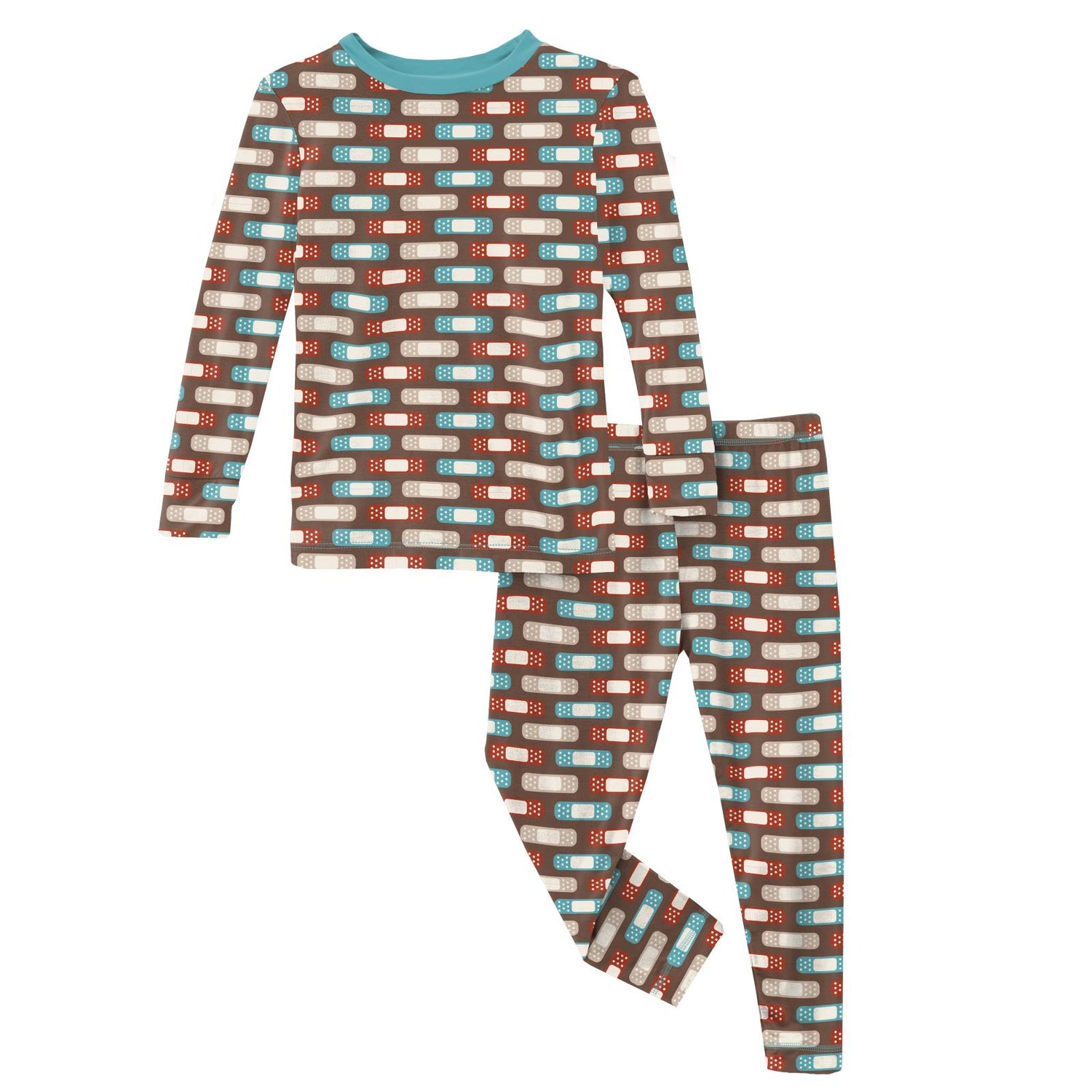 Print Long Sleeve Pajama Set in Cocoa Boo Boos